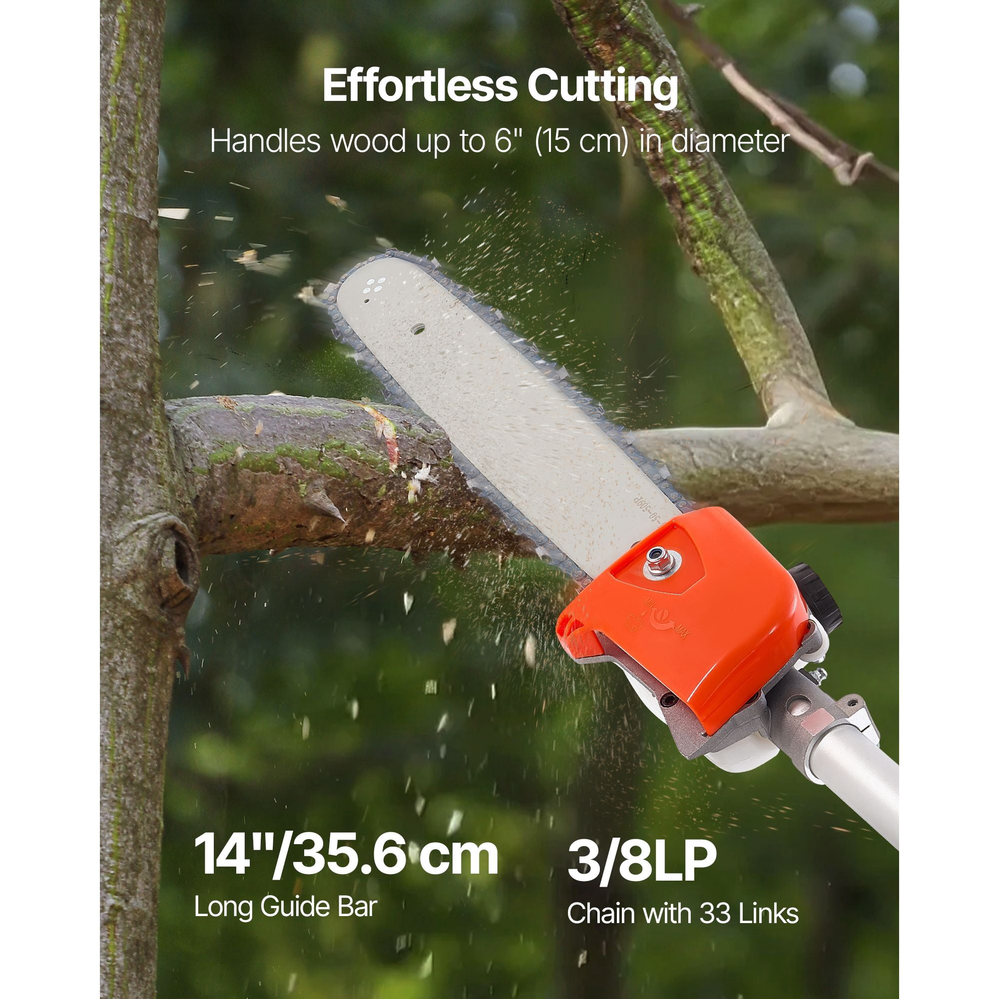 Chateauy 52CC 2-Stroke Gas Powered Pole Saw, 14 in Bar, Extendable Tree Trimmer (7.2 ft to 10 ft) vj7iv