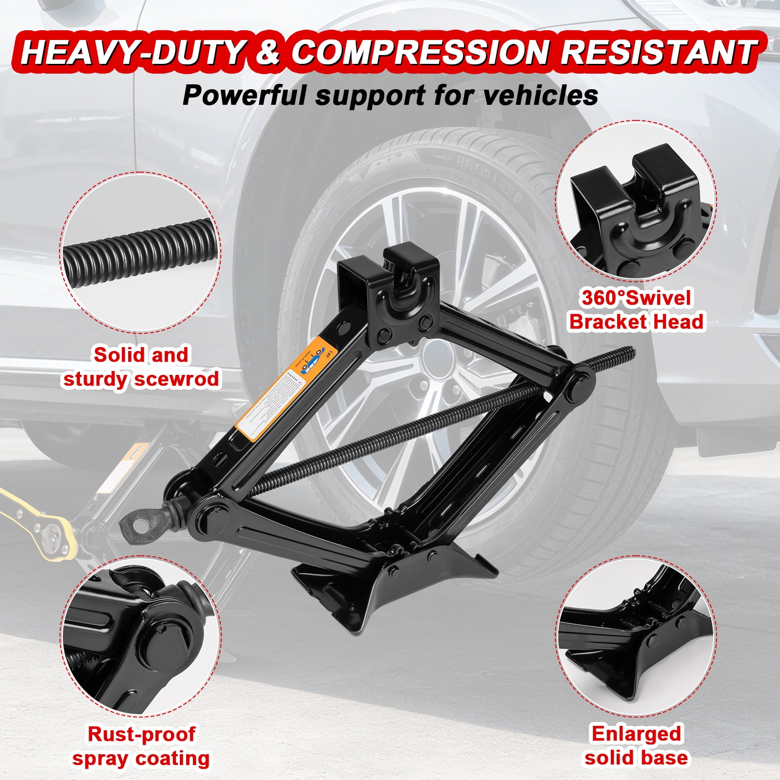 Lafati Scissor Jack Kit for Vehicle Tire Changes (3306 lb Capacity, 3.9 in to 13 in Lift Range) gq9uw
