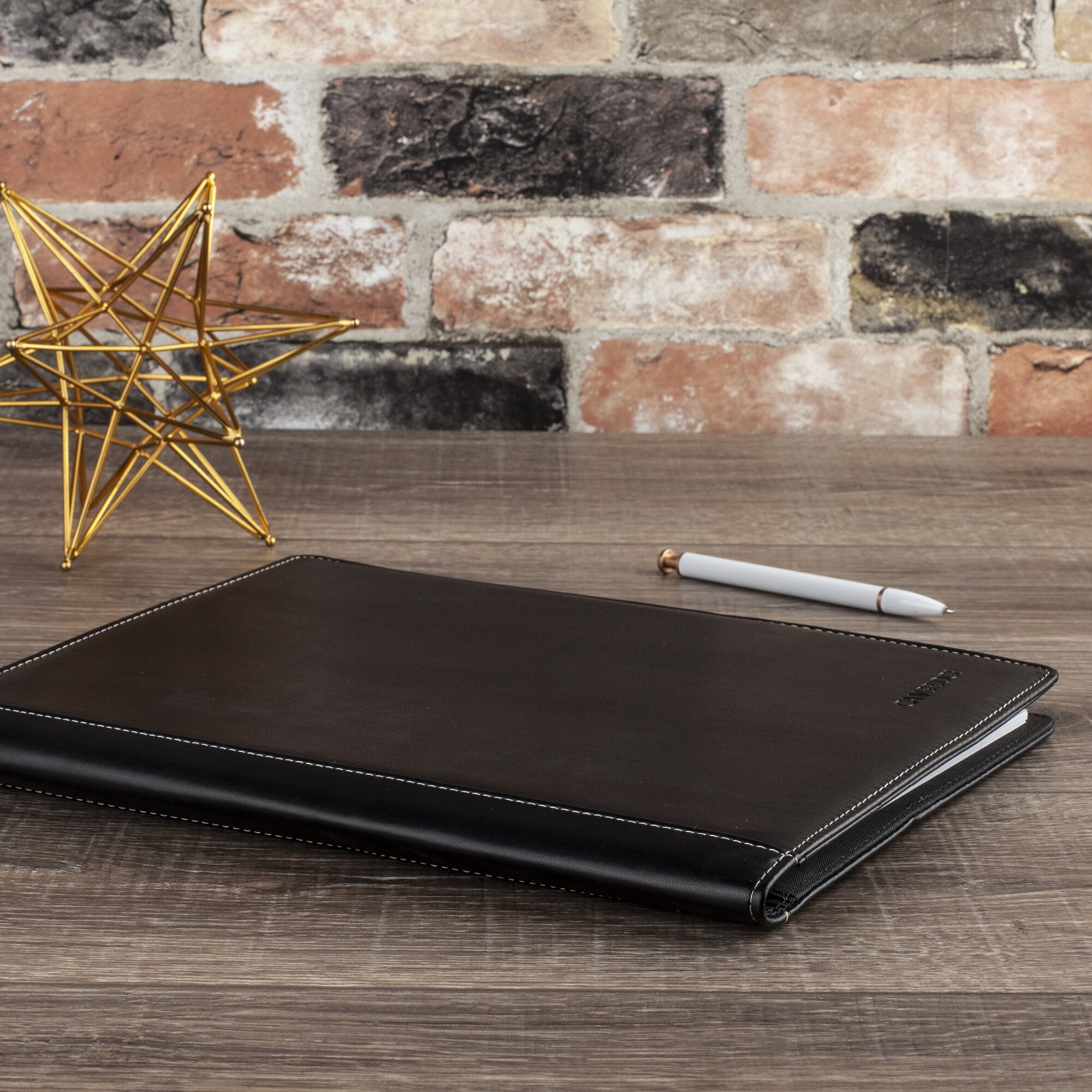 Mead Cambridge Limited Faux Leather Refillable Notetaker, Professional Business Notebook (Black, 8.5 in x 11 in) zd48y