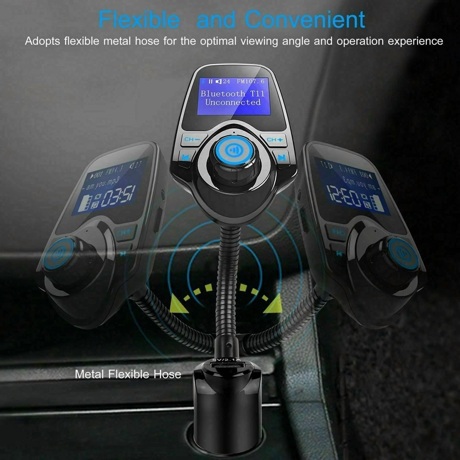 Rhea Bluetooth FM Transmitter Wireless Radio Adapter Car Kit (Dual USB Charger) ykbal