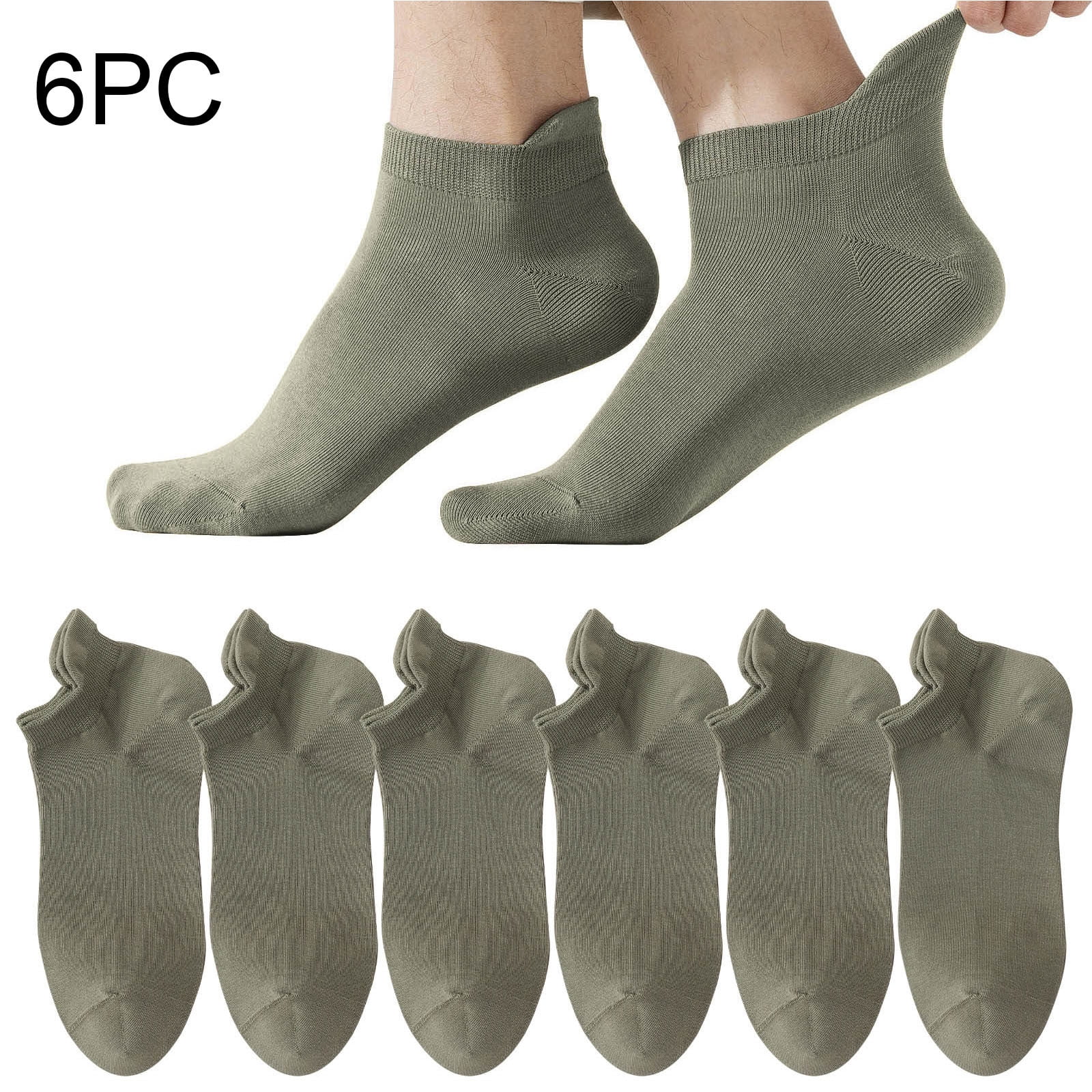 IYTR Mens Mesh Ventilation Liner Socks (Green, 6 Pairs) v6i3z