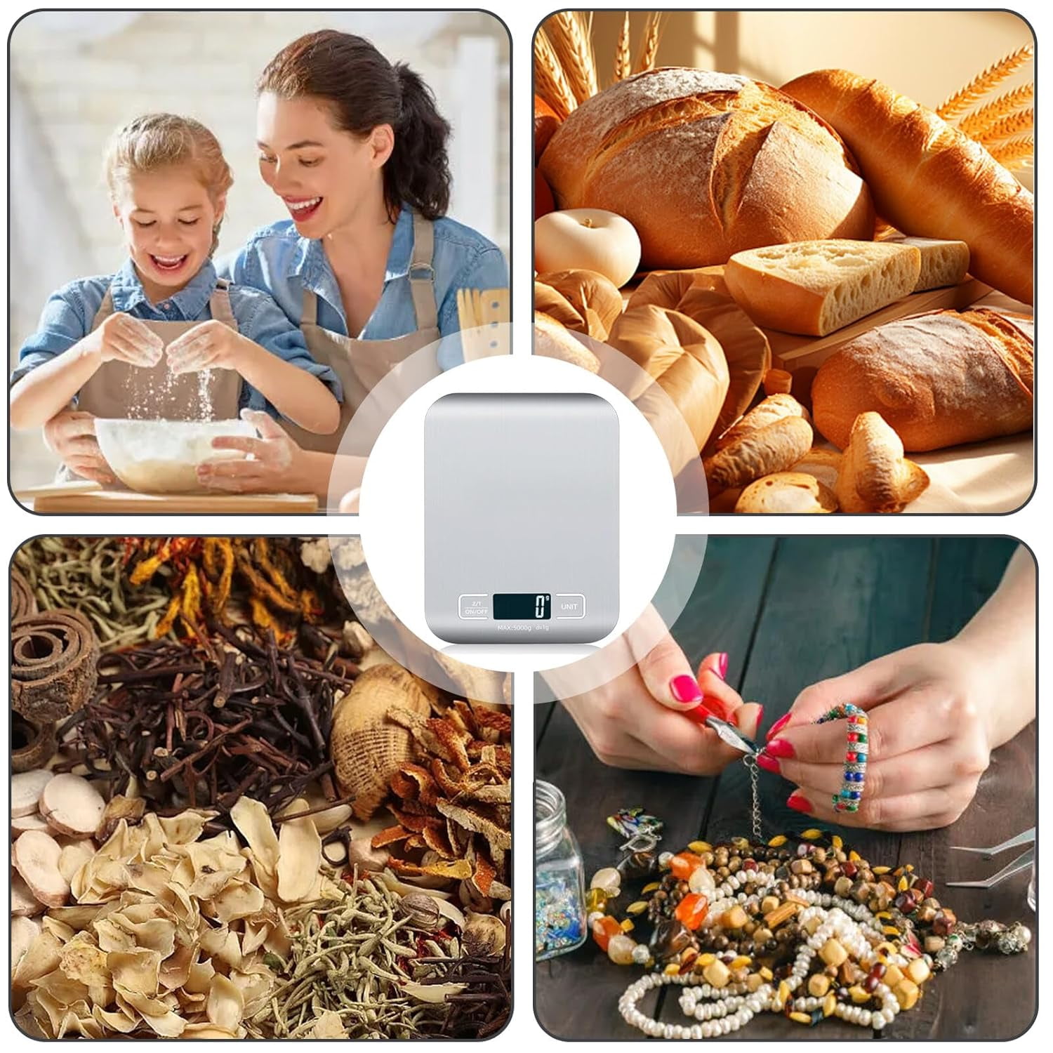 COWIN Digital Kitchen Food Scale with Precise Sensors and LCD Display (Silver, 11 lb Capacity) 0p7tw