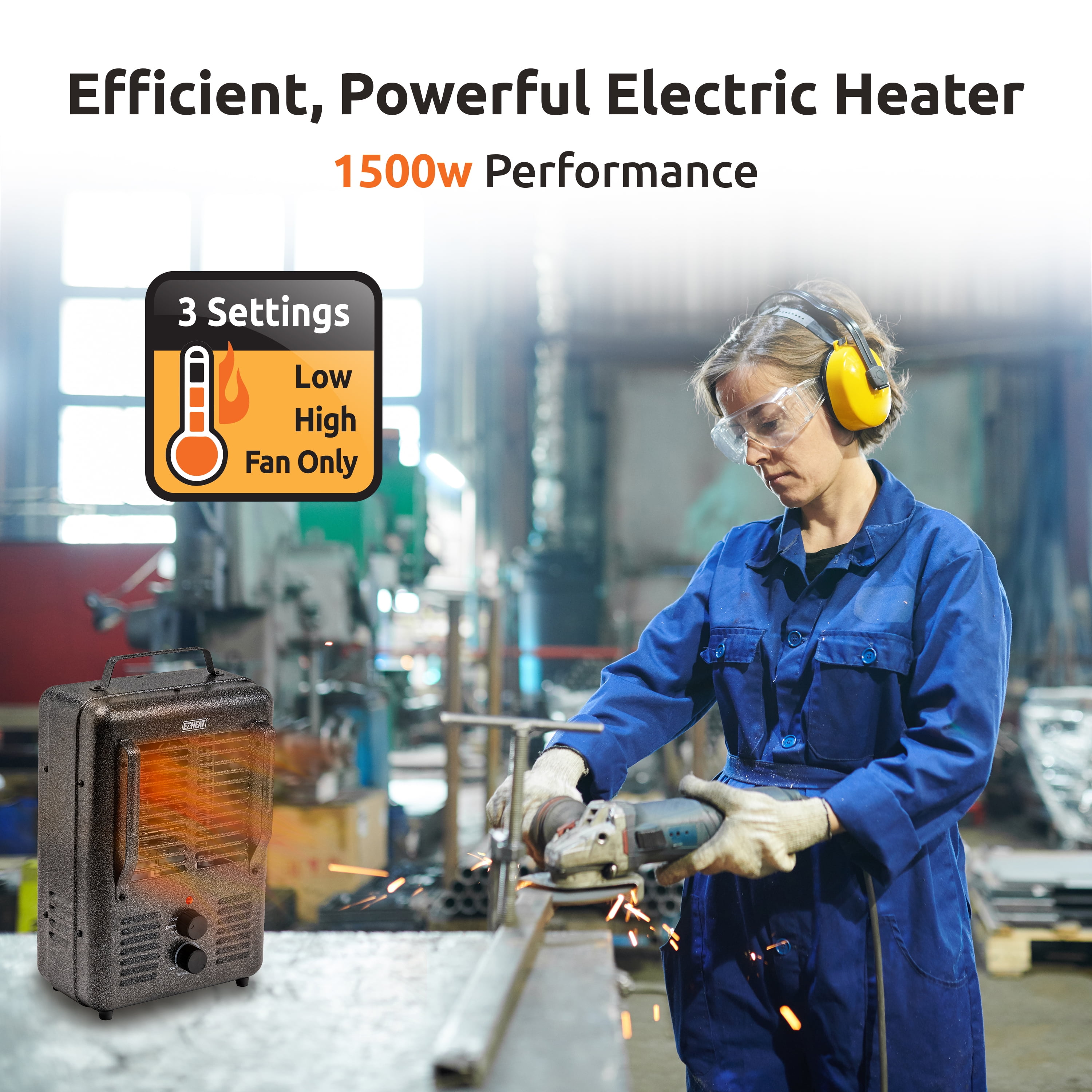 EZ-Heat Milkhouse Utility Space Heater with Adjustable Thermostat (Grey, 14.44 in x 10.5 in x 7.4 in) sl8ov