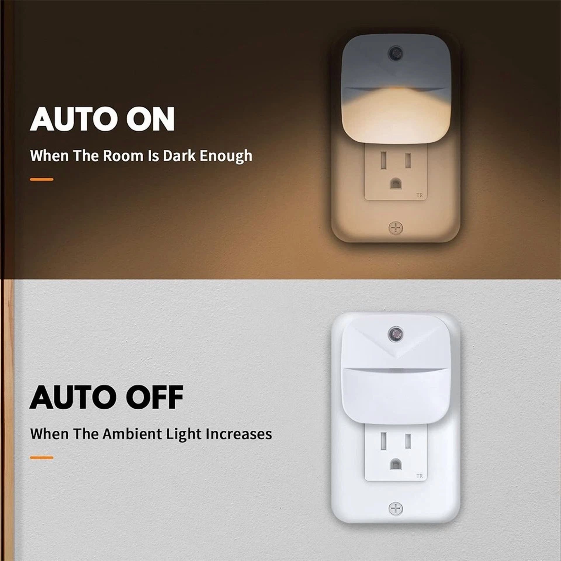 VAULT Plug-In LED Night Light with Motion Sensor for Bathroom and Hallway (4 Pack) zwsu9