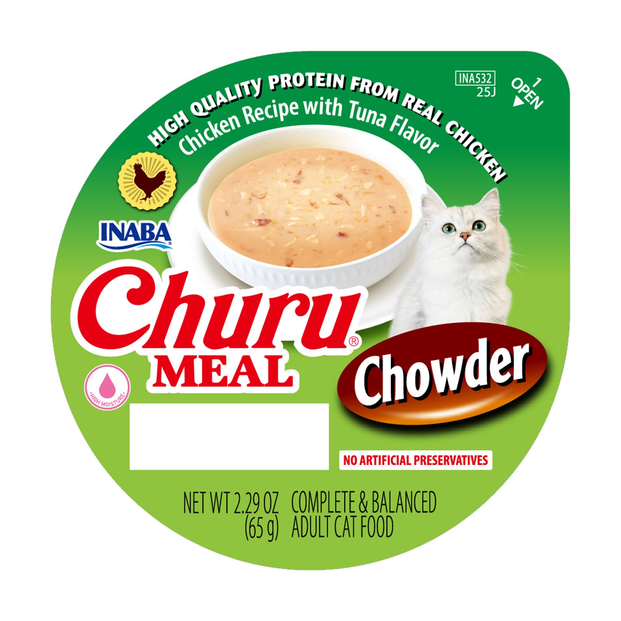 Inaba Churu Meal Chowder Adult Wet Cat Food, Chicken Recipe with Tuna Flavor (2.29 oz) qev62