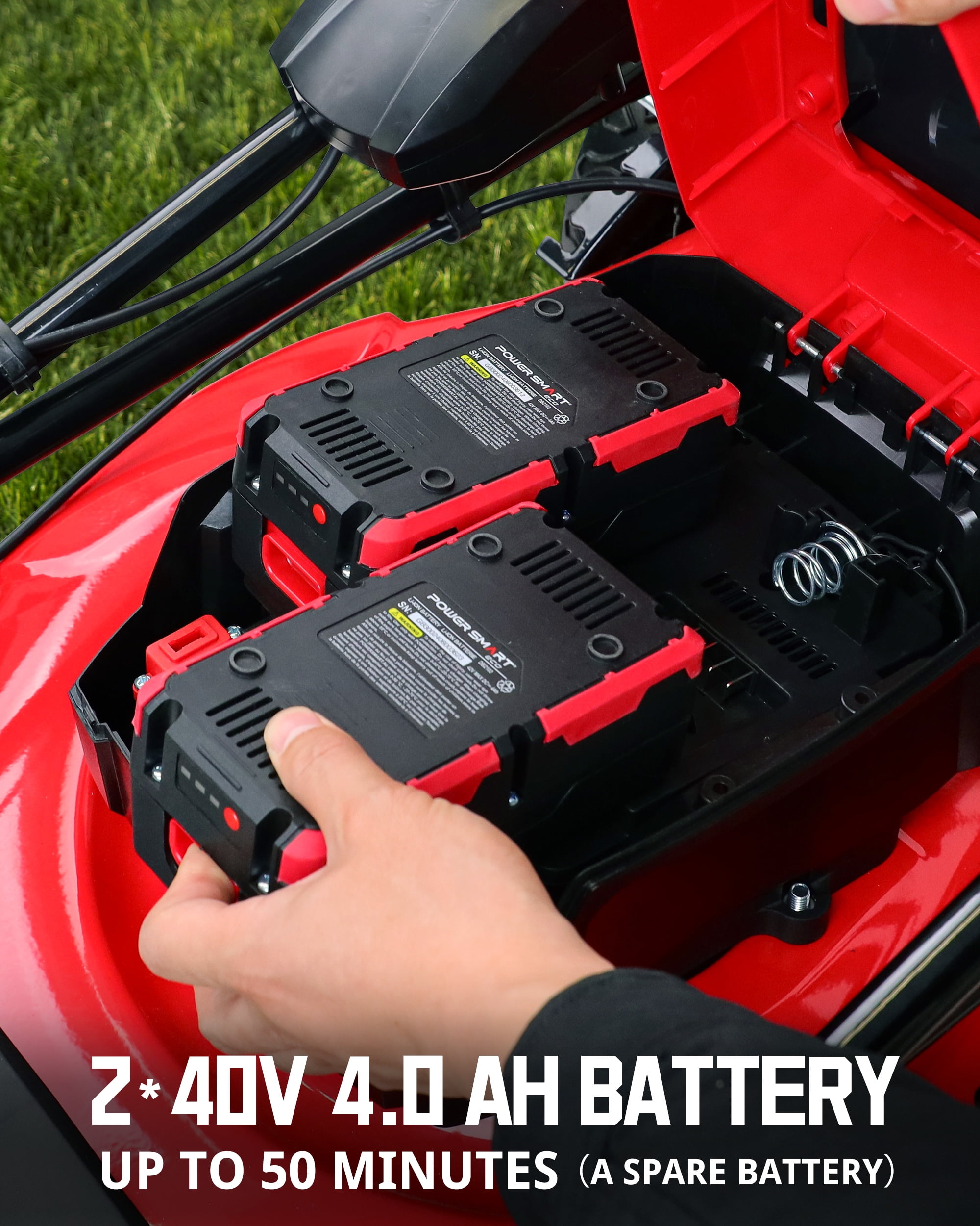 PowerSmart 21 in 40V Brushless Cordless Lawn Mower with Dual 4.0Ah Batteries and Charger (Black, 21 in) gi8bw