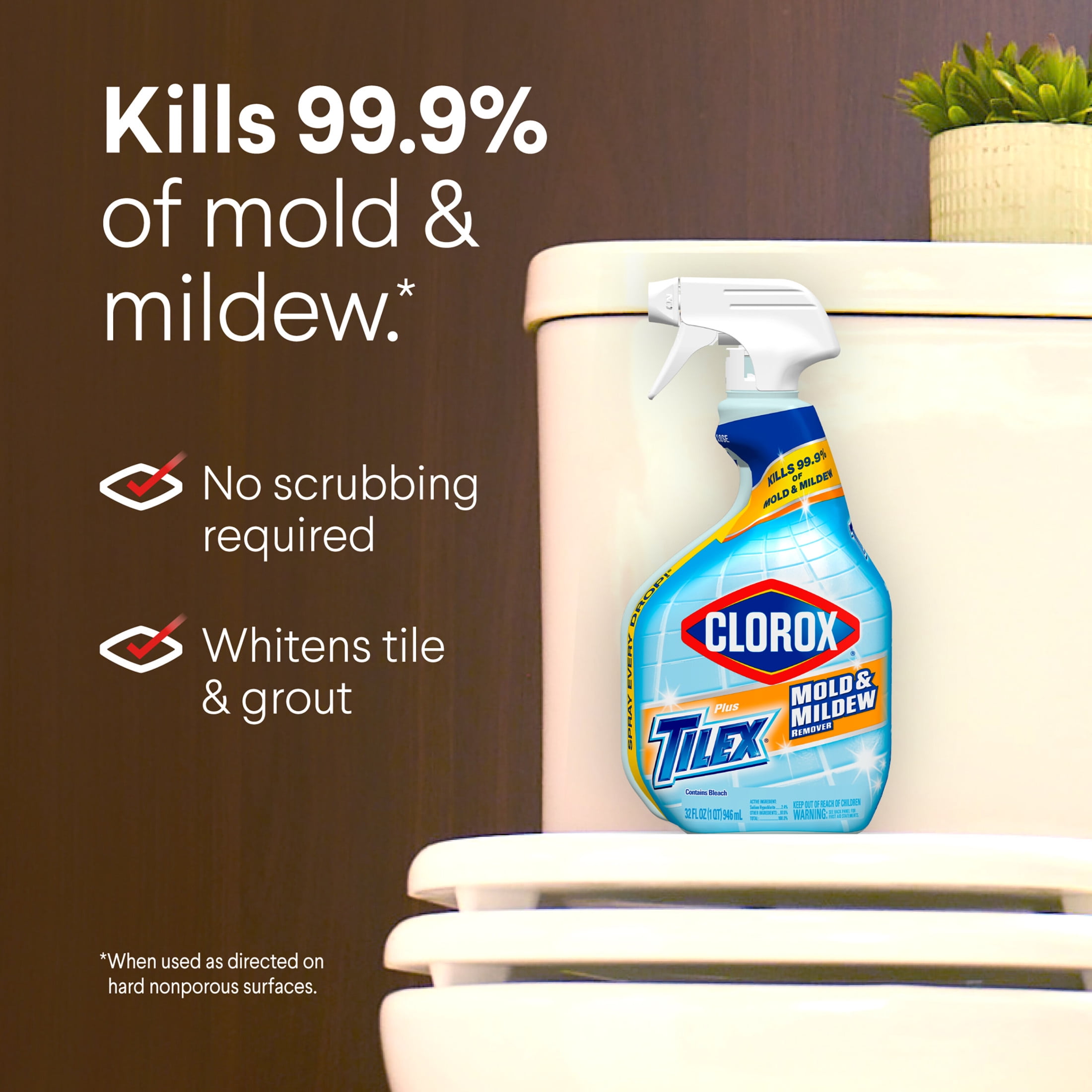 Clorox Plus Tilex Mold and Mildew Remover Spray for Bathroom and Shower (32 fl oz) d4f9h