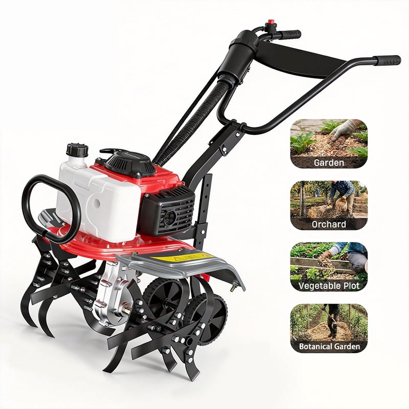 Baotree 62cc 4-Stroke Gasoline Rotary Tiller, Powerful Soil Cultivator for Garden and Lawn Maintenance (20 in Width) mp8e3