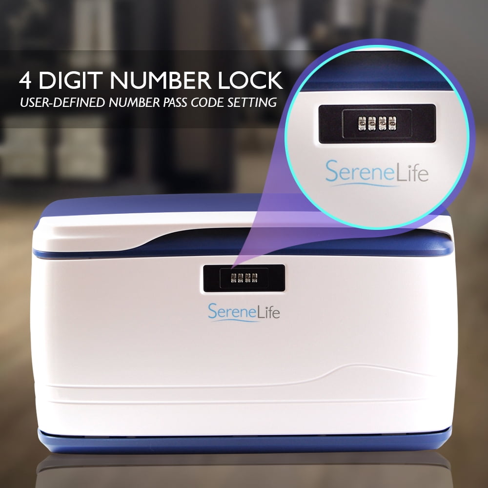 SereneLife Secure Locking Storage Bin with Combination Lock (White, 8 Gallon) 0tfph