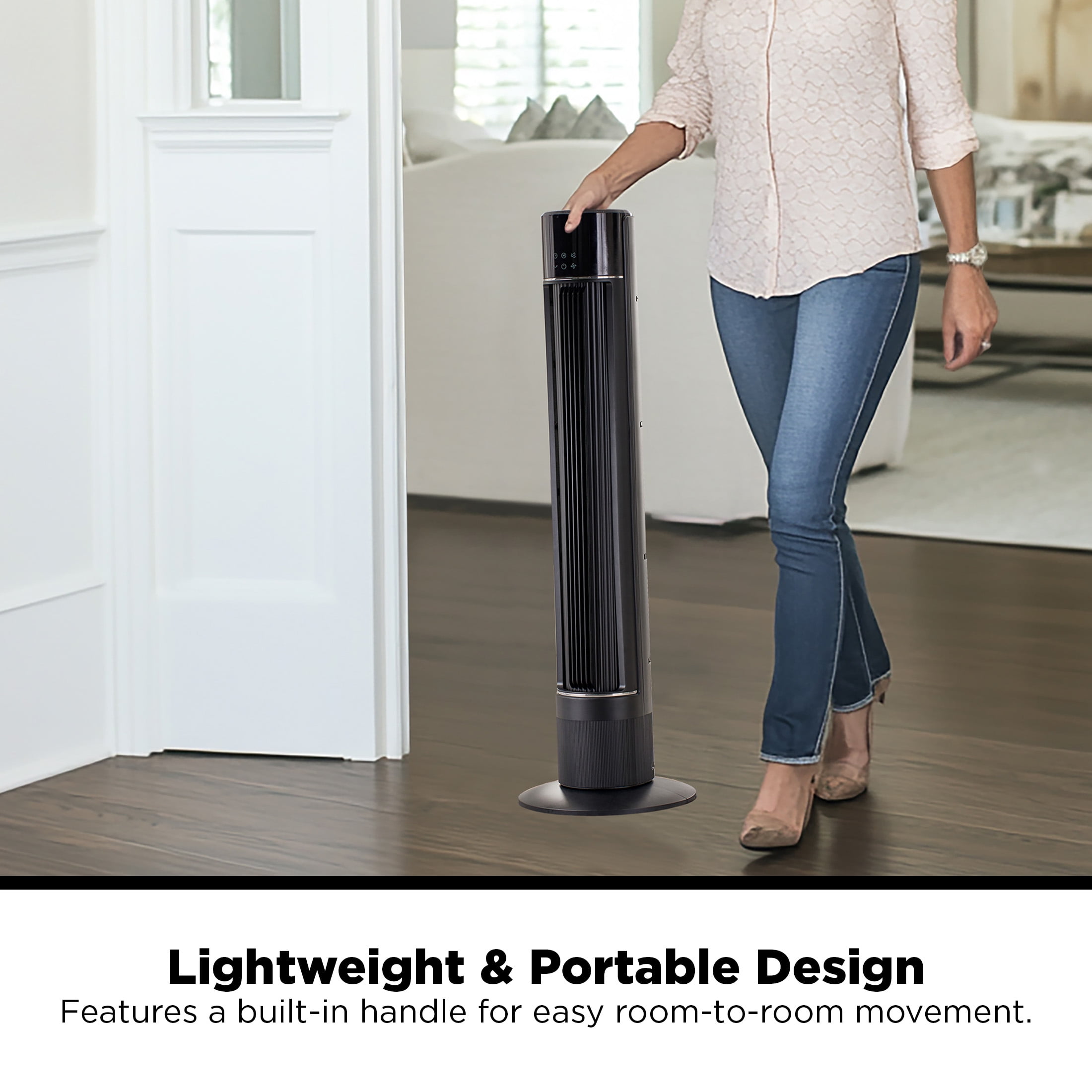 Better Homes & Gardens 40-in Tower Fan with LED Display, Remote Control, and 3-Speed Settings (Black, 40 in) oyq2o