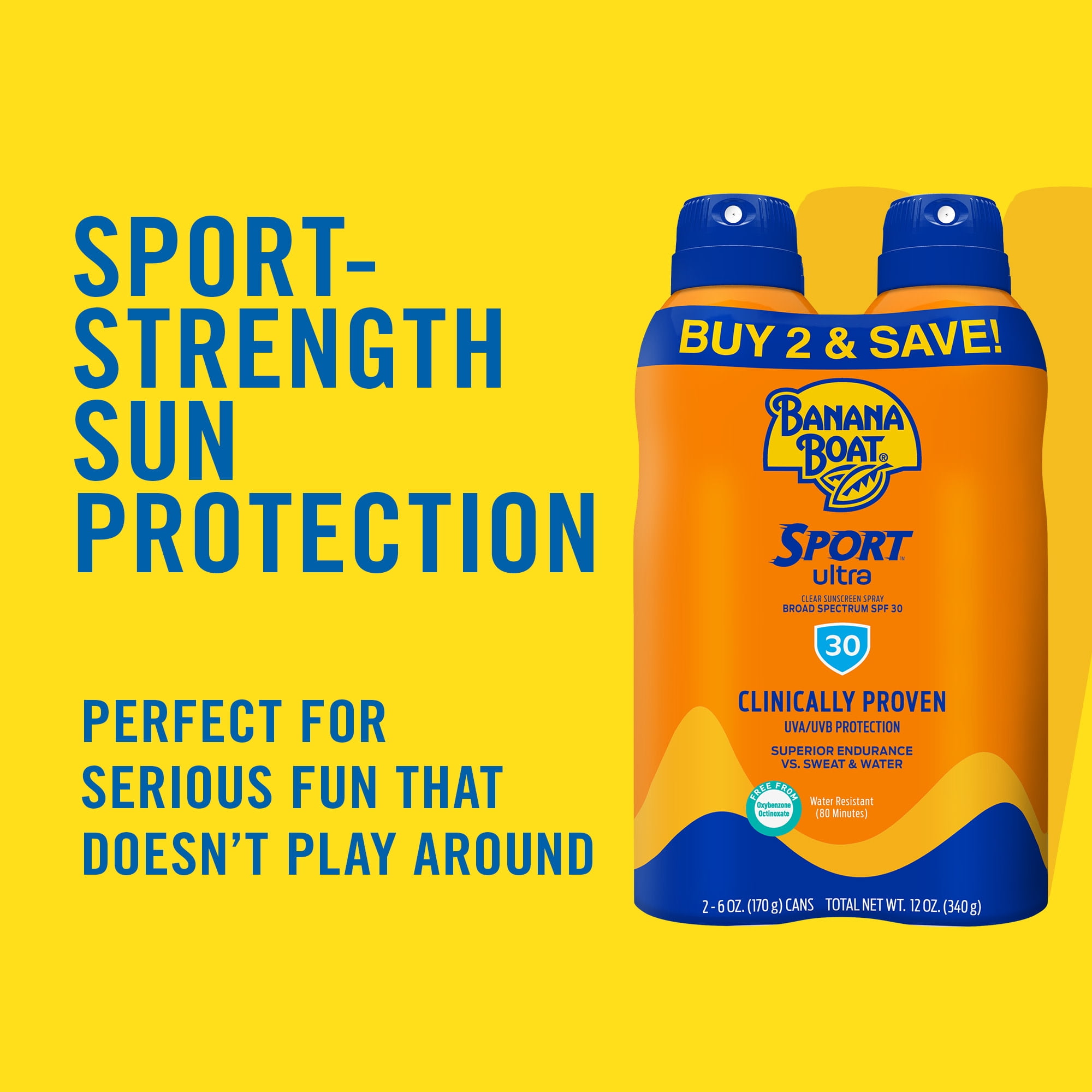 Banana Boat Sport Ultra Sunscreen Spray Broad Spectrum SPF 30 (Clear, 12 oz Twin Pack) mqonw