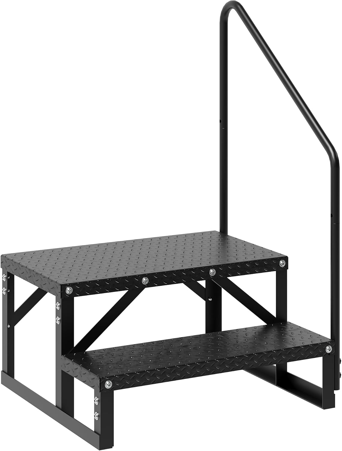 GARVEE 2-Step RV Stairs with Handrail, Heavy-Duty Portable Ladder for Travel Trailers and Hot Tubs (Black, 600 lb) a4k0w