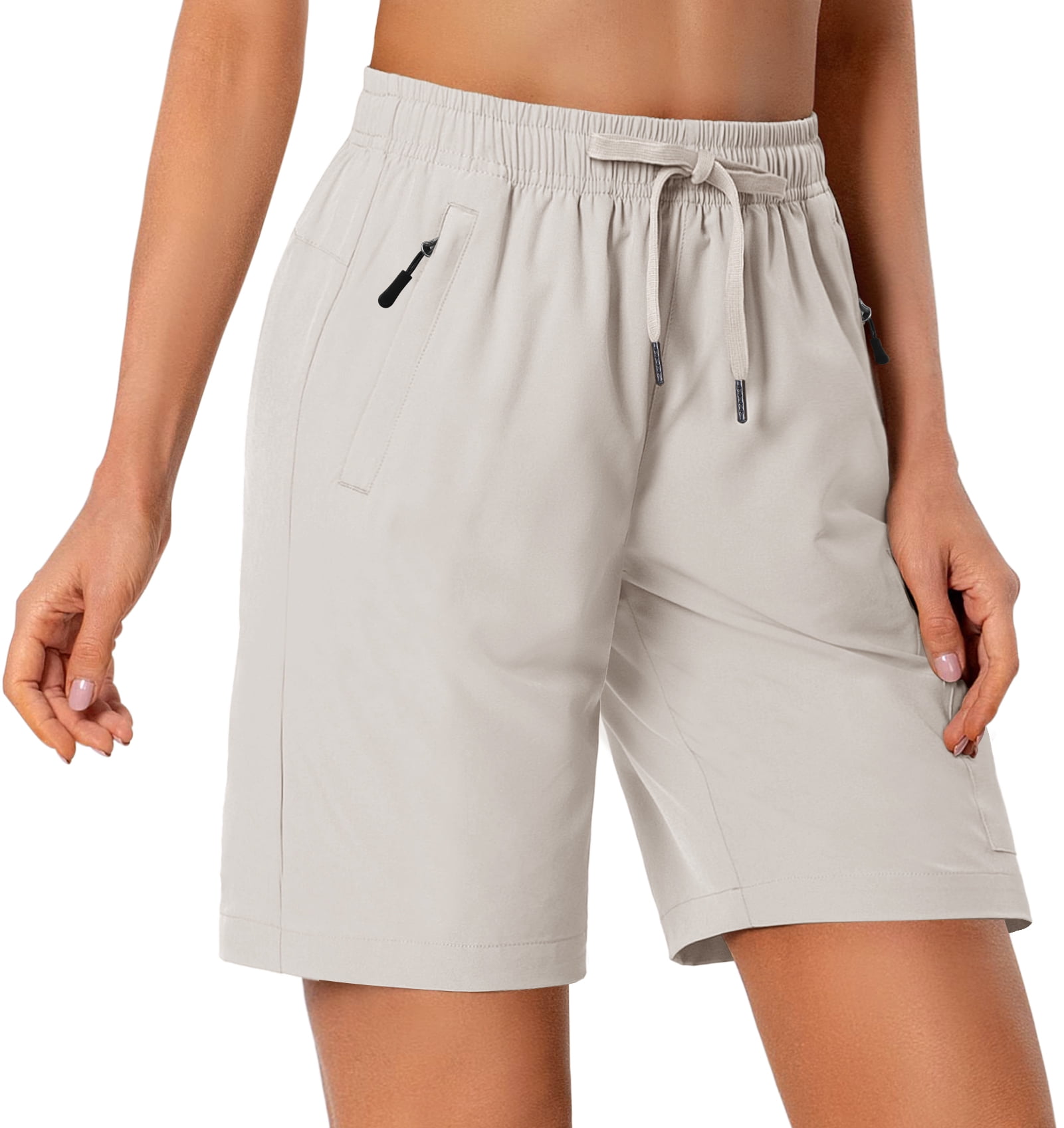Rosvigor Womens Hiking Cargo Shorts Quick Dry Athletic Shorts with Pockets (Beige, Medium) kxh4x
