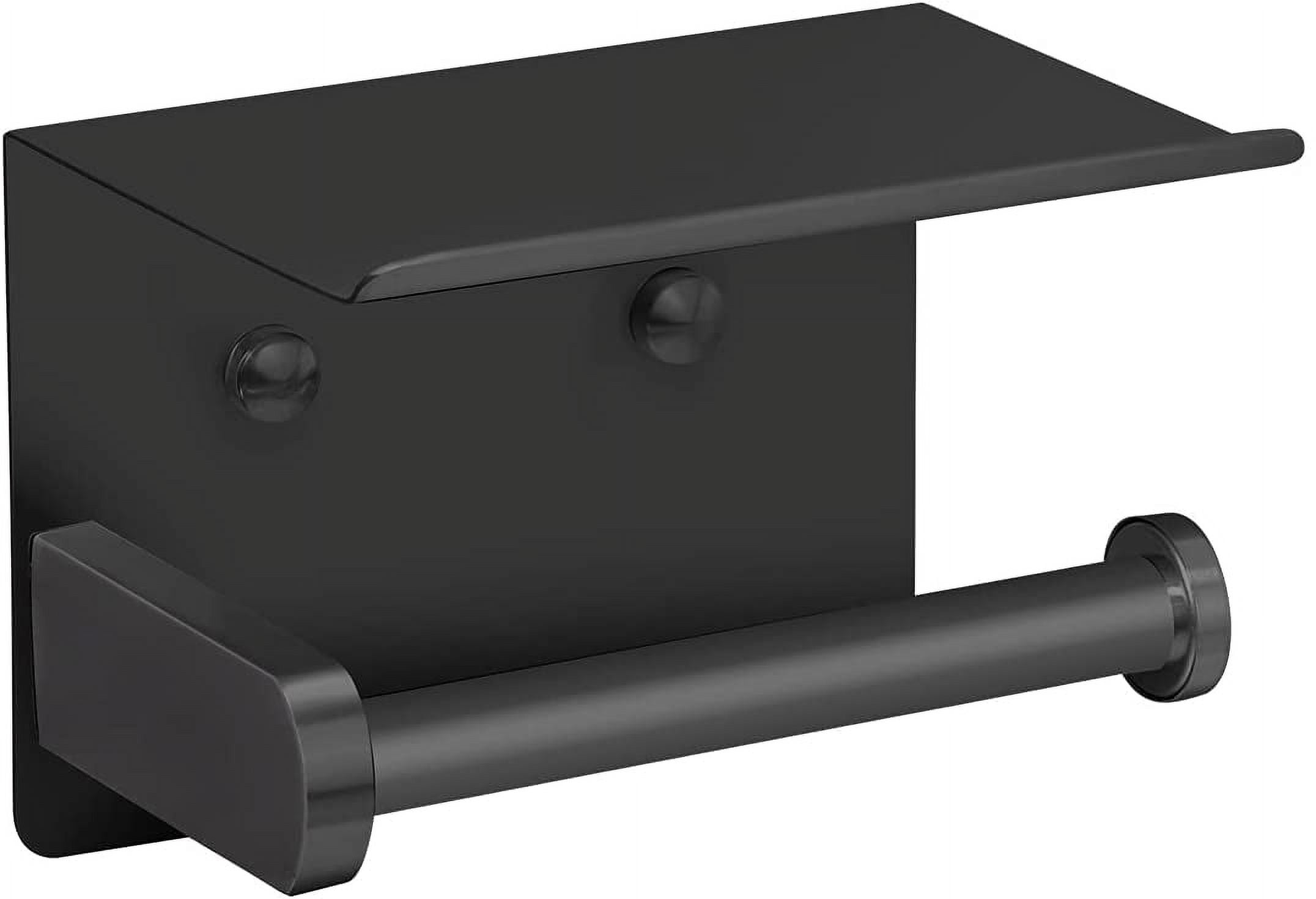 Carestrong Stainless Steel Toilet Paper Holder with Phone Shelf (Black, 7.1 in x 3.9 in) ow2ql