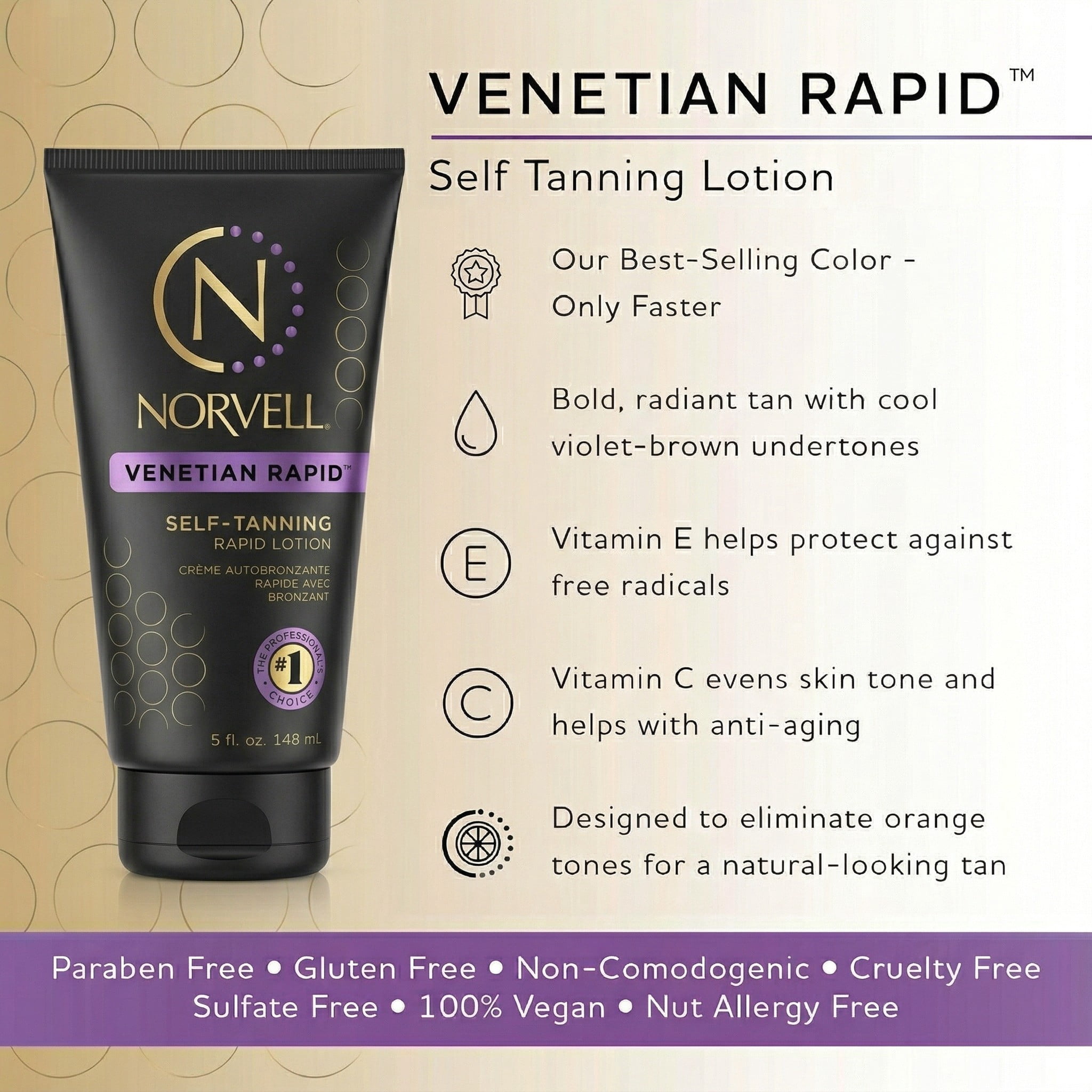 Norvell Venetian Rapid Sunless Self Tanner Lotion (Cool Brown, 5 fl oz) 6idto