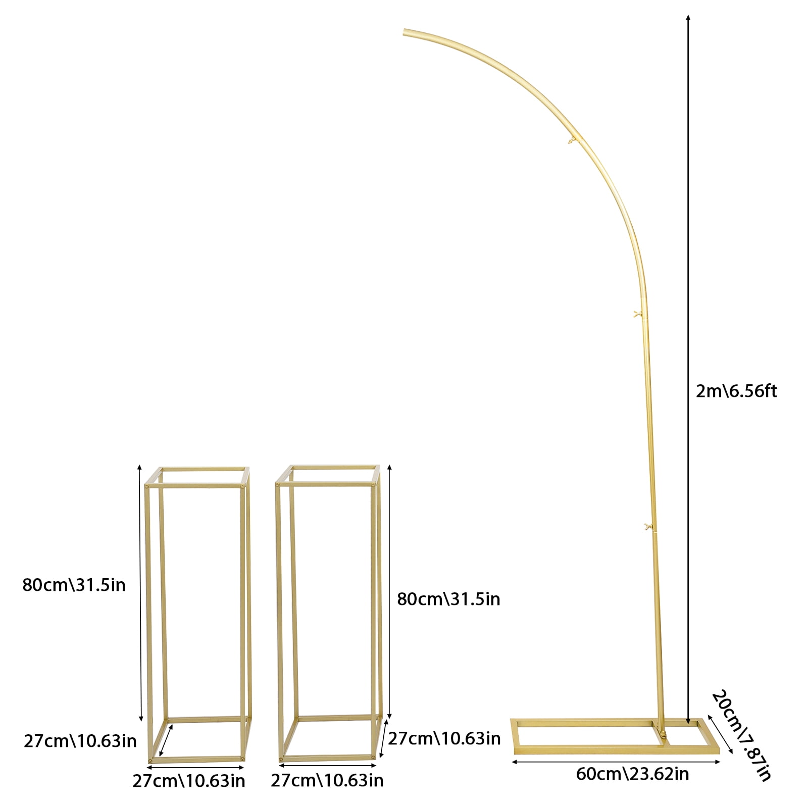 TOOL1SHOoo Wedding Arch Flower Stand Set, Heavy-Duty Metal Rectangular Backdrop Frame for Events (Gold, 3-Piece Set) 5l8ow