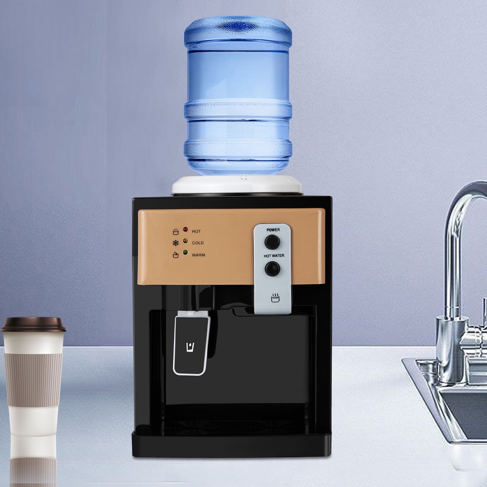 Generic Top Loading Countertop Water Dispenser with Hot and Cold Temperature Settings (Black, 1.2 to 5 Gallon Capacity) kk2rt