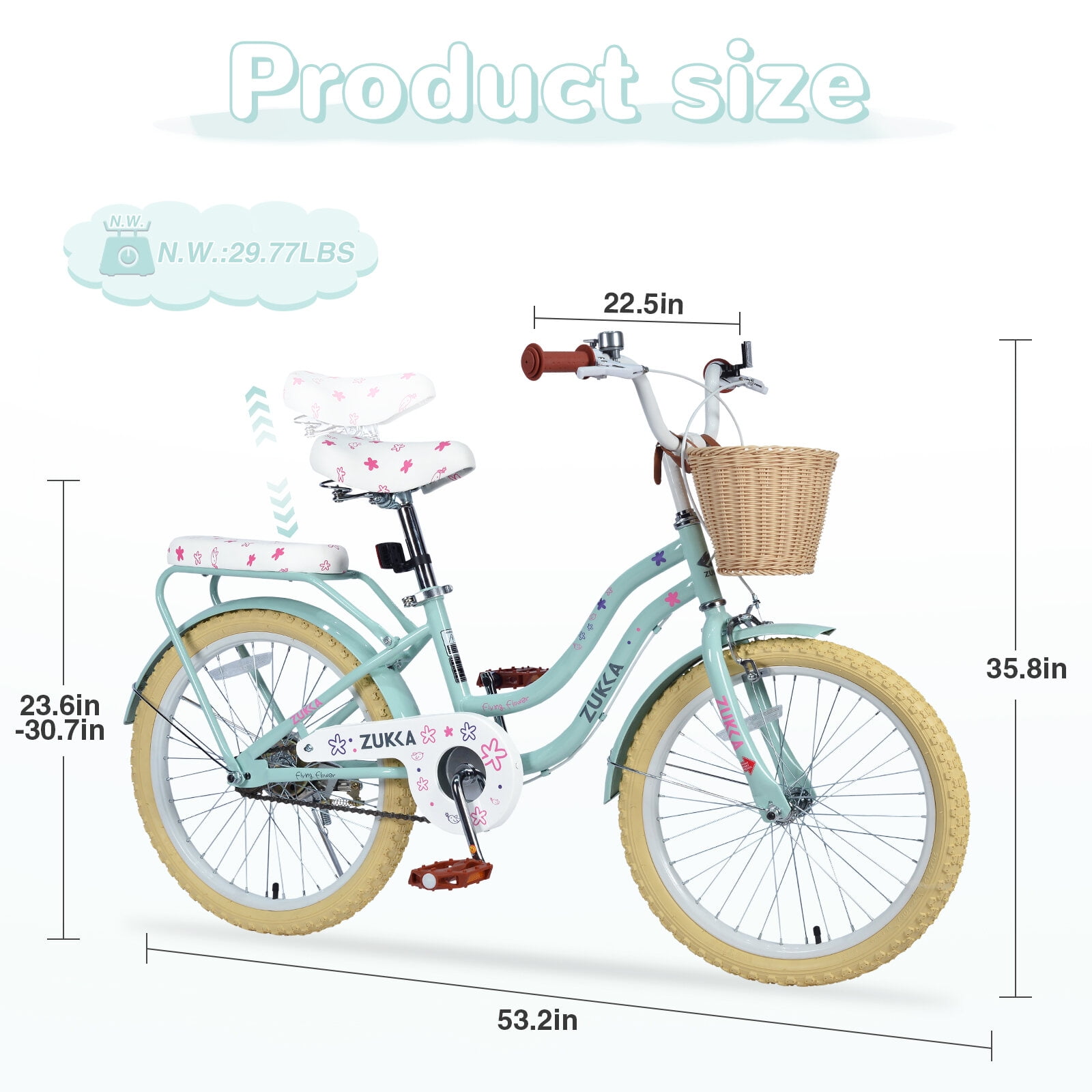 PuppyCheer Mountain Bike for Kids with Basket (Green, 20 in) 2p9bb