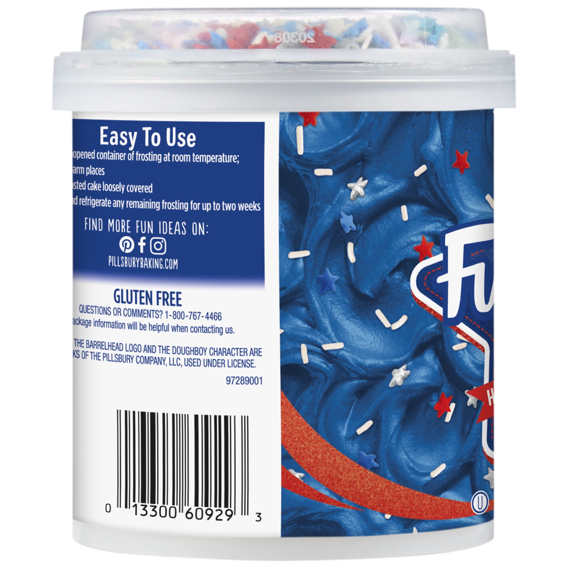 Pillsbury Funfetti Stars and Stripes Vanilla Frosting with Sprinkles (Blue, 15.6 oz) nmtoo