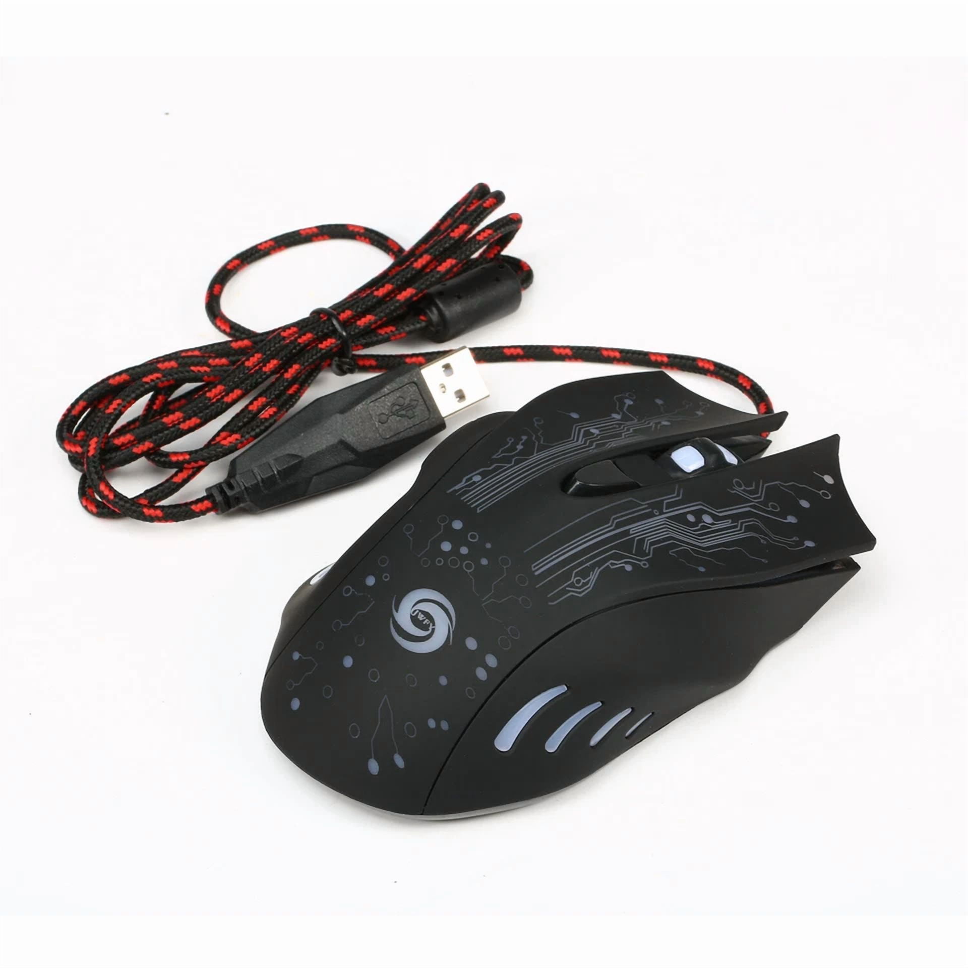 Rhea Gaming Mouse 6-Button USB Wired Optical Mouse with RGB Breathing Light and 3200 DPI (Black, 1 Count) 01f11