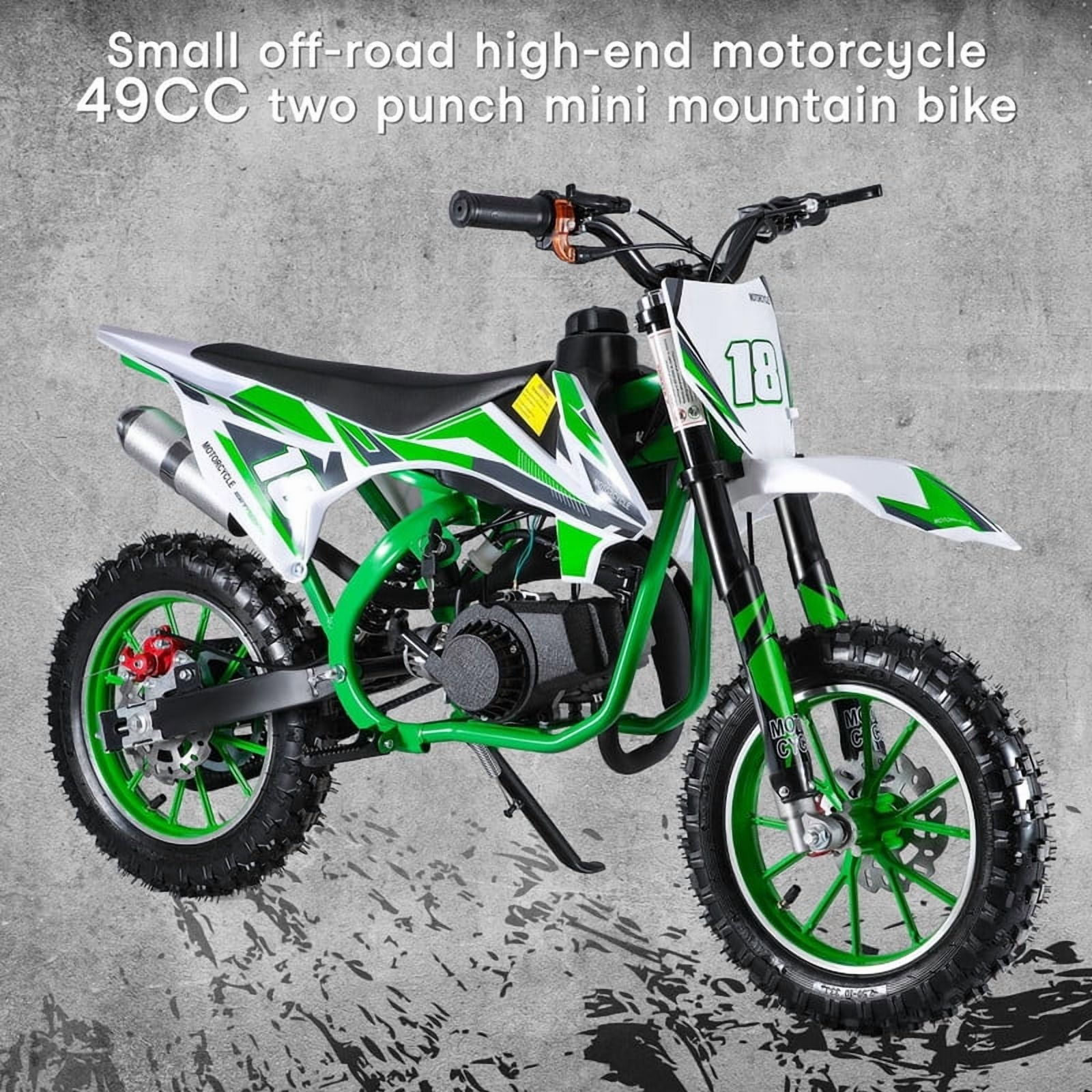 Seipouy 49cc Gas Powered Dirt Bike for Kids, Off-Road Pit Bike with Hydraulic Disc Brakes (Green, 10 in Tires) lawn2