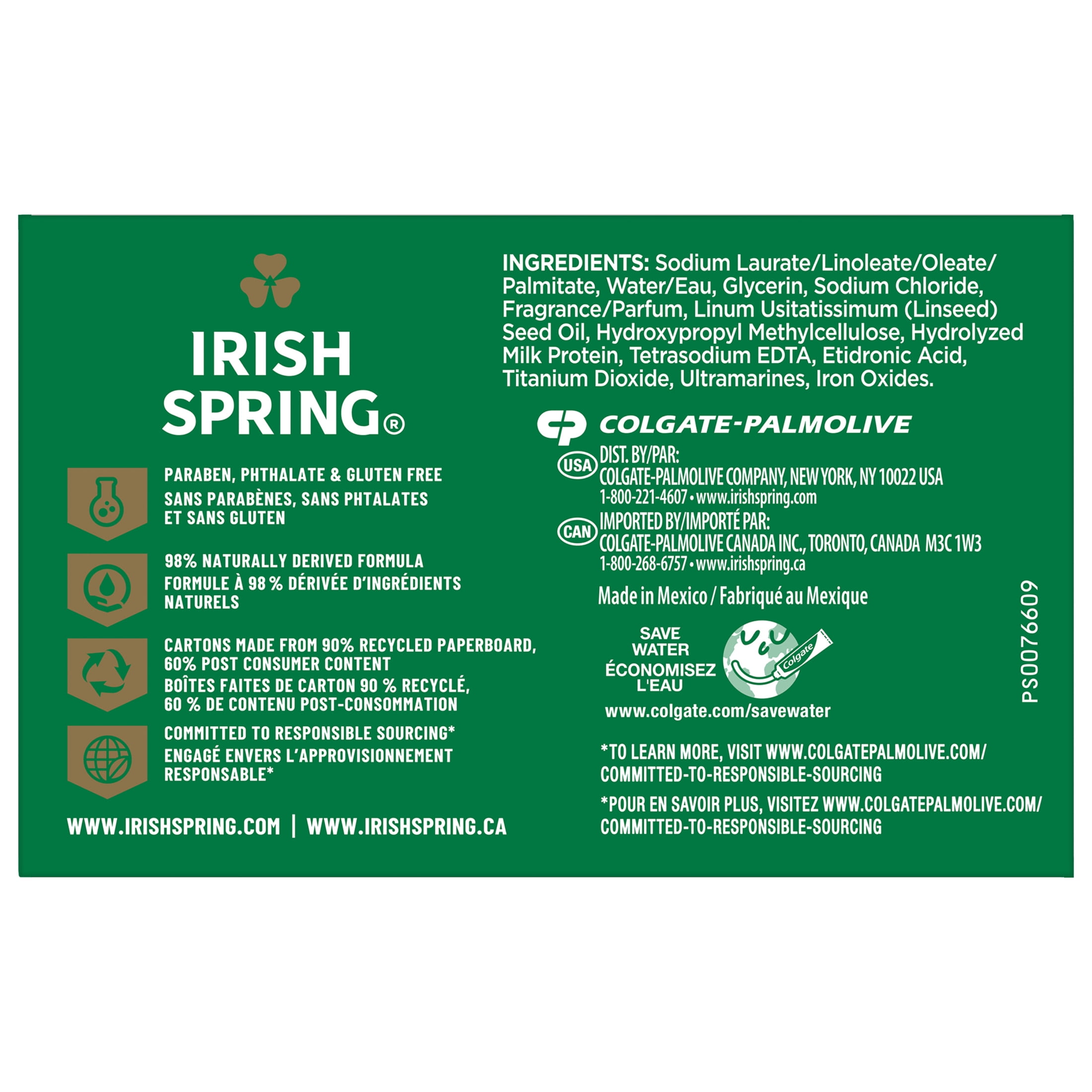 Irish Spring Moisture Blast Deodorant Bar Soap for Men (Fresh Scent, 8 Pack, 3.7 oz Bars) 28wgi