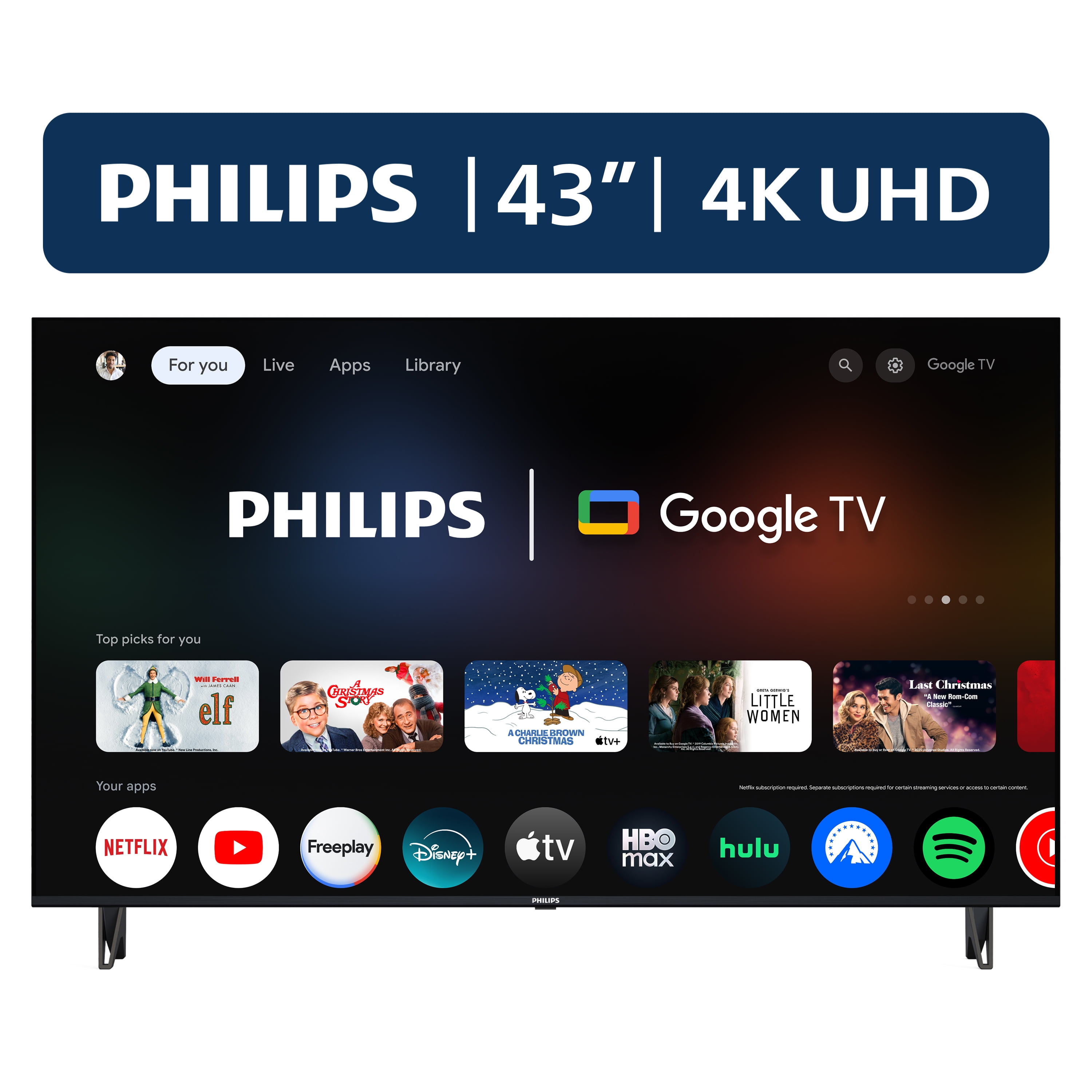 Philips 43-inch 4K Ultra HD Smart LED TV with Google TV (43PUL7652/F7) drm5s
