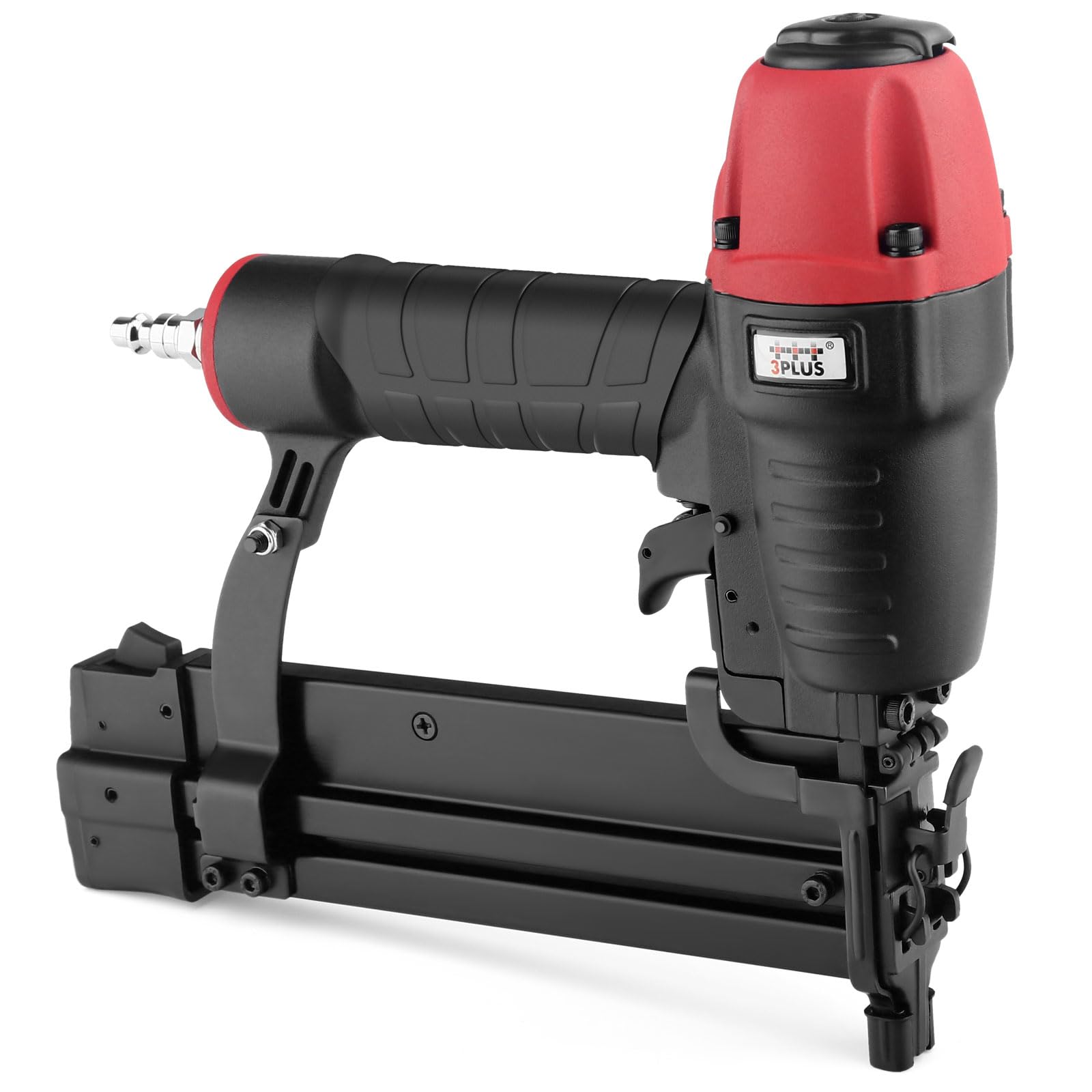 3Plus H9040SP Pneumatic Staple Gun, Heavy-Duty Narrow Crown Stapler for Woodworking (Black, 18 Gauge) s7xwc