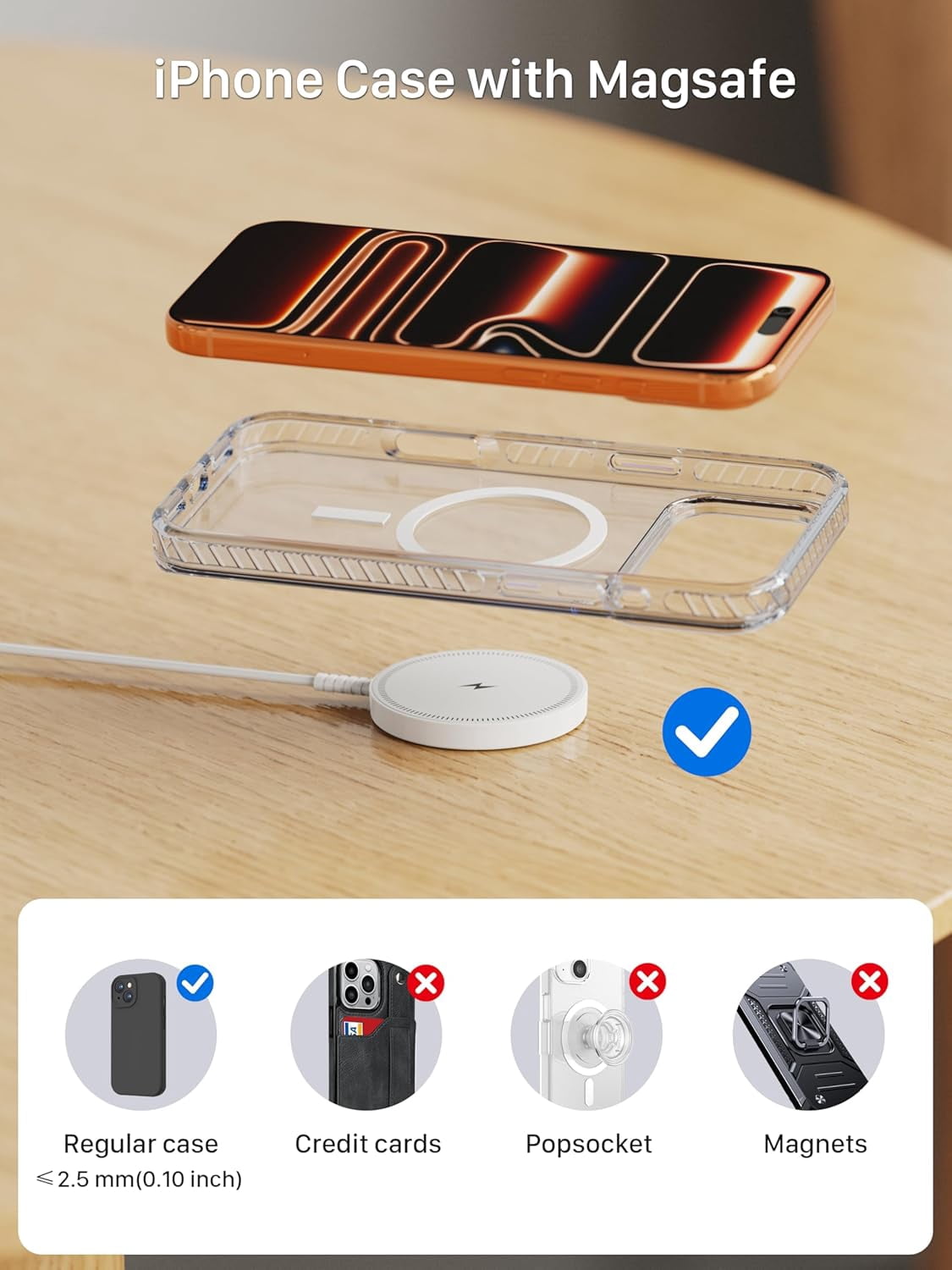 ETEPEHI Magnetic Wireless Charger Pad, Fast Charging Station for iPhone 17 16 15 14 13 Series & AirPods (White, 3.96 ft) ecbbm