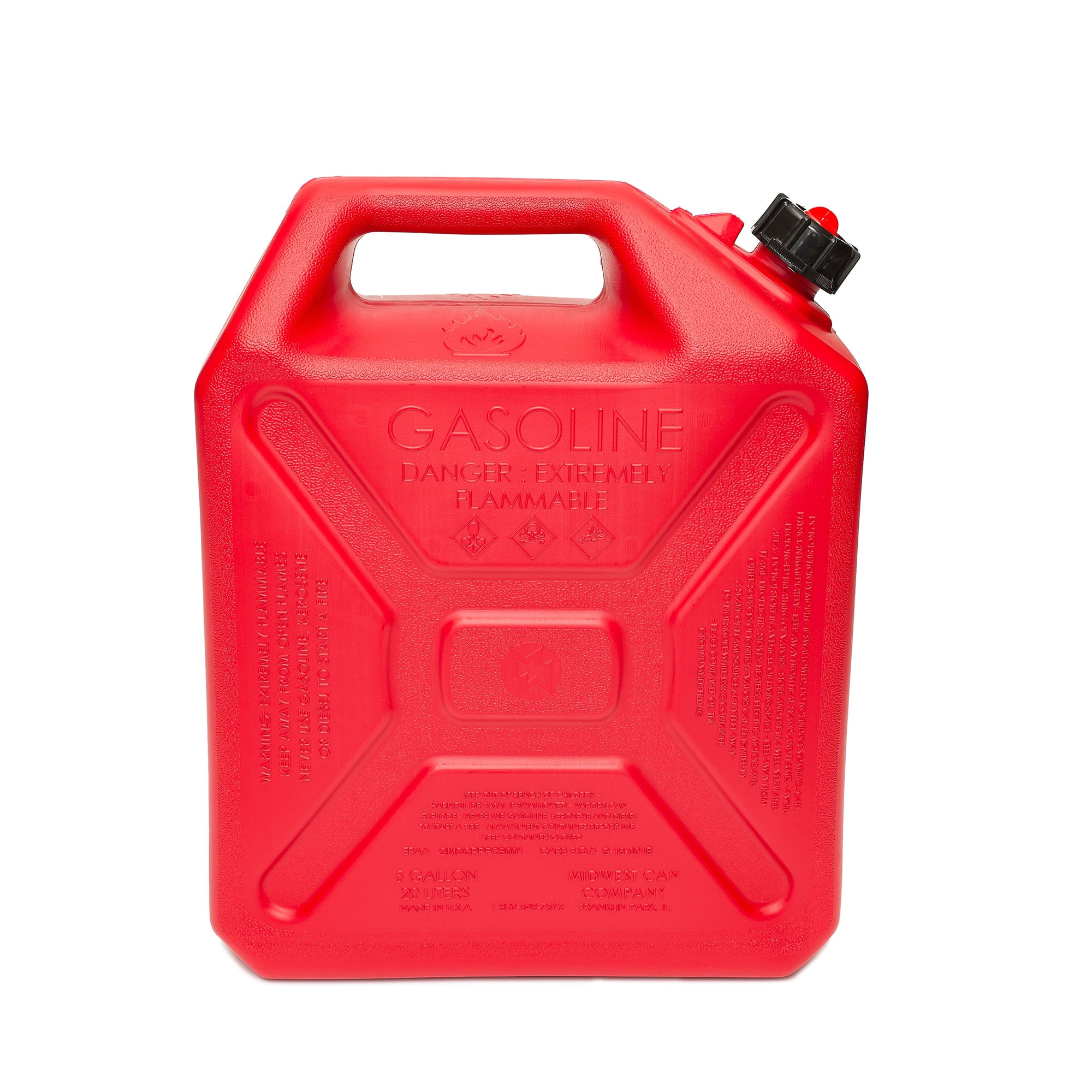 Midwest Can 5110 Military Style Gasoline Fuel Container (Red, 5 gal) z4mvl