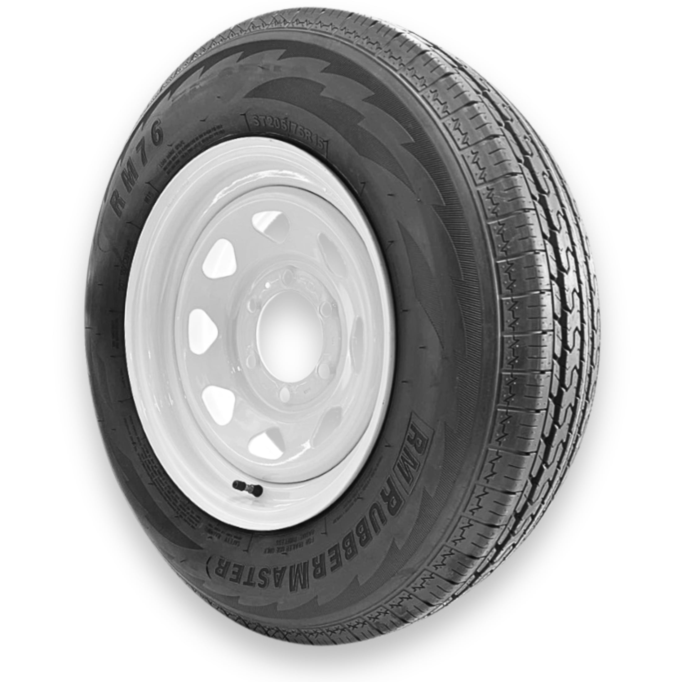 RubberMaster ST205/75R15 8 Ply Highway Rib Tire and Wheel Assembly (White, 6 on 5.5 in) 1cpm6