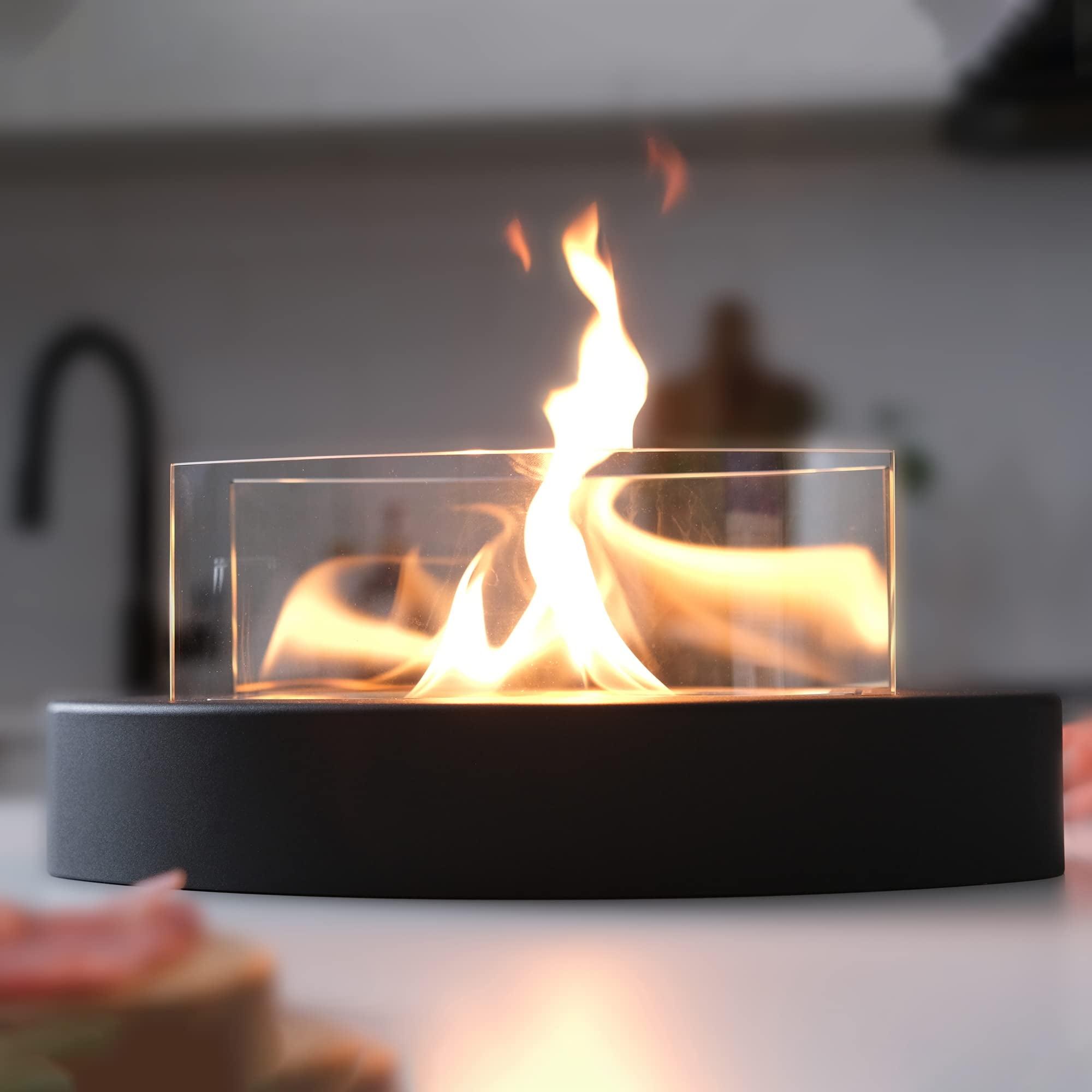 EAST FLAME Tabletop Fire Pit, Portable Indoor and Outdoor Fireplace with Rotating Flame Design (Black) b0cdn