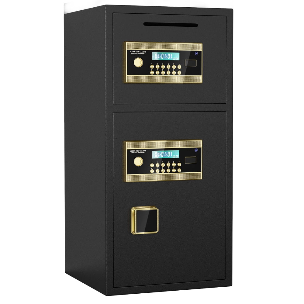 Generic Digital Security Safe Double-Door Heavy-Duty Steel Lockbox with Fireproof Bag (Black, 6.0 cu ft) lxg05