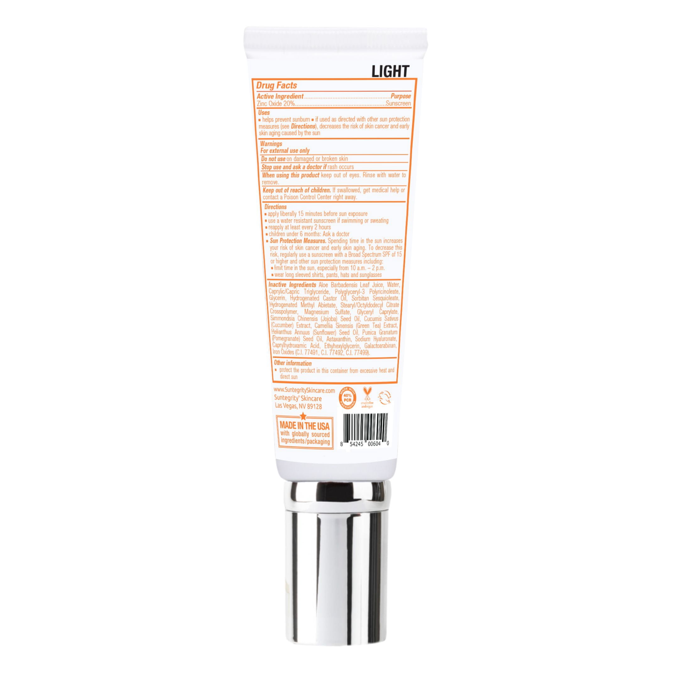 Suntegrity 5-in-1 Tinted Sunscreen Moisturizer Broad Spectrum SPF 30 (Light, 1.95 fl oz) b23s8