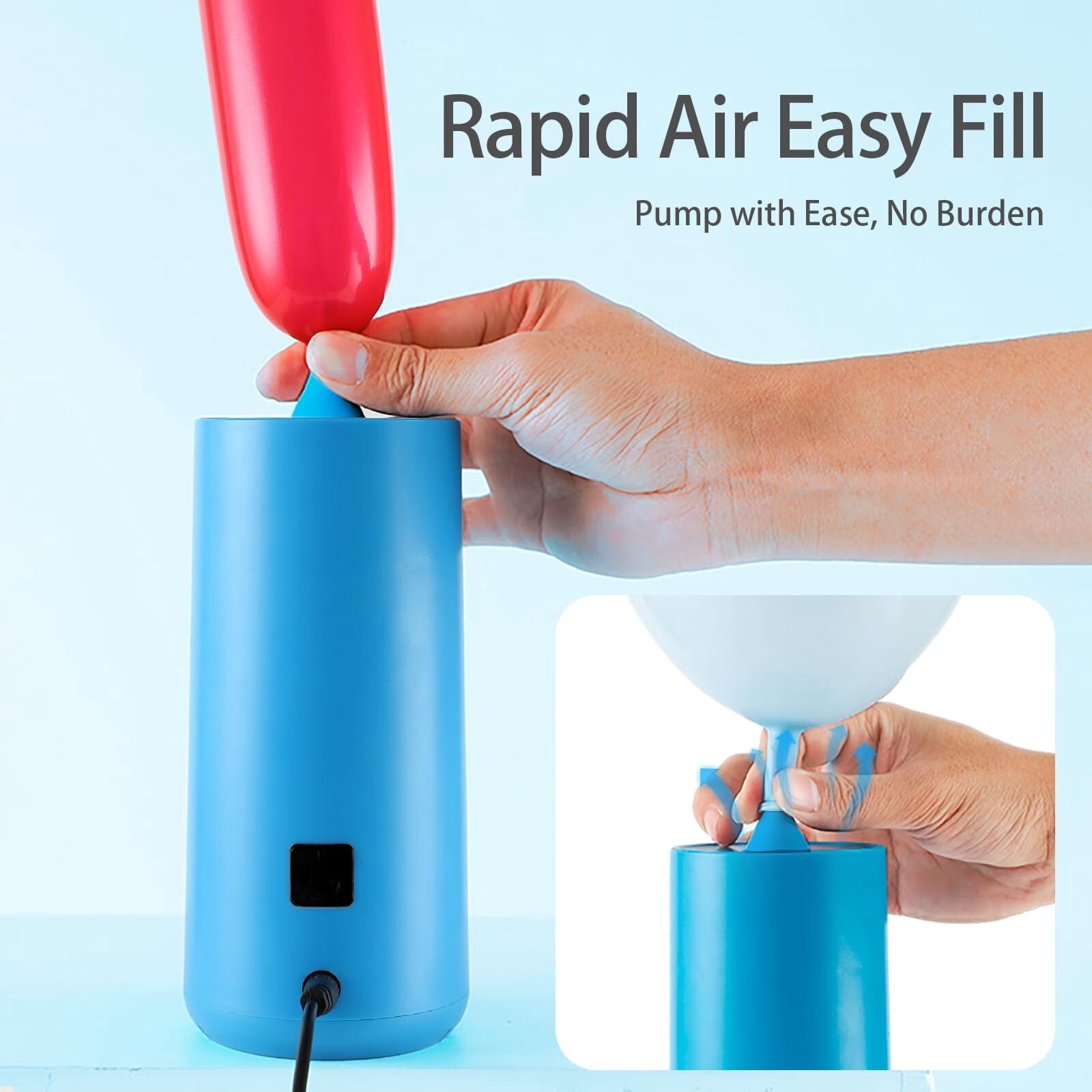 Disen Electric Balloon Pump Dual Nozzle Portable Inflator for Party Decorations (Blue, 1 Pack) zvwb0