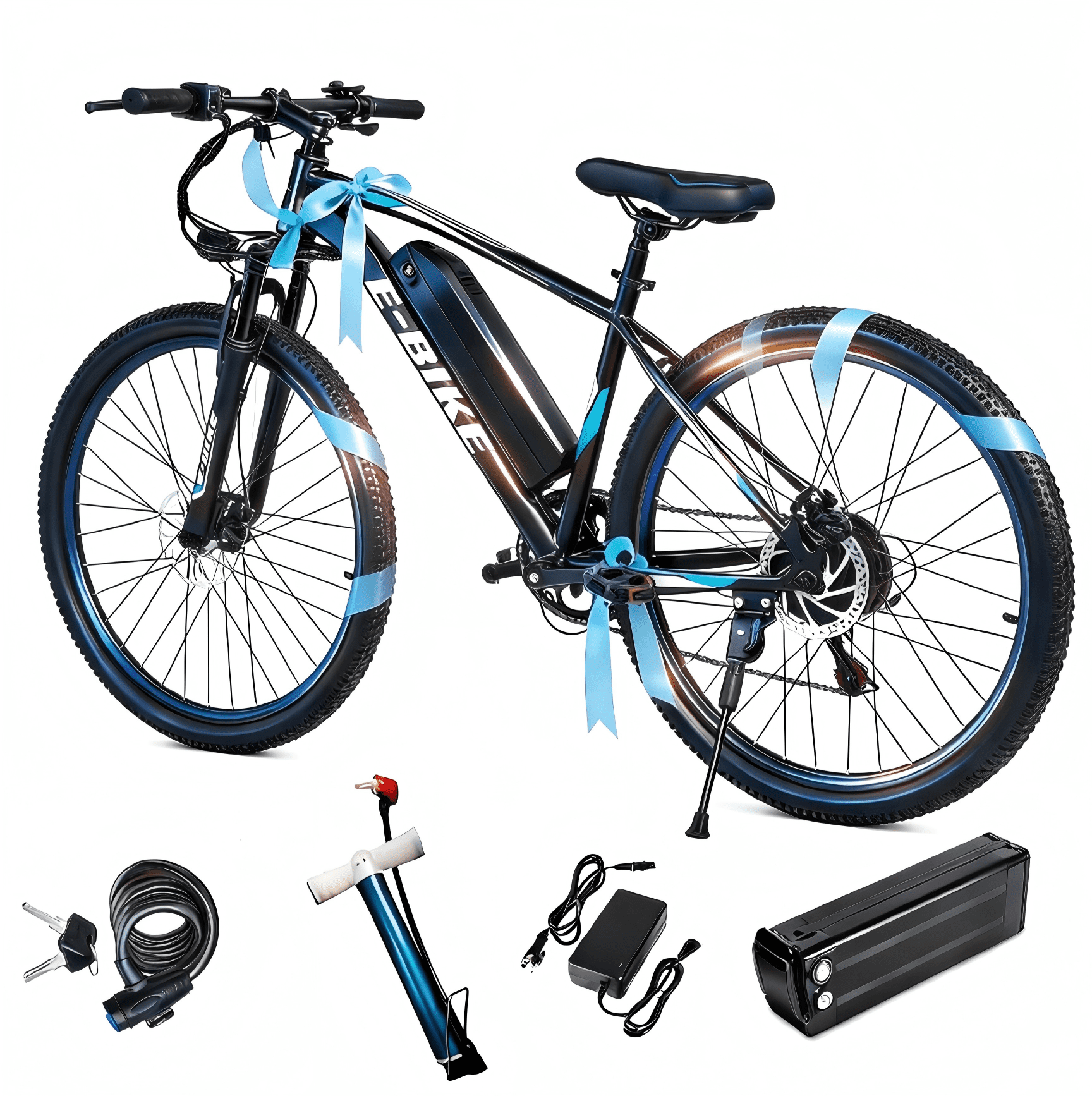 XKJQTA Electric Mountain Bike, 26 in Adult E-Bike with 750W Motor, 576Wh Removable Battery, 7-Speed, Full Suspension (Black, 26 in) tfjm3