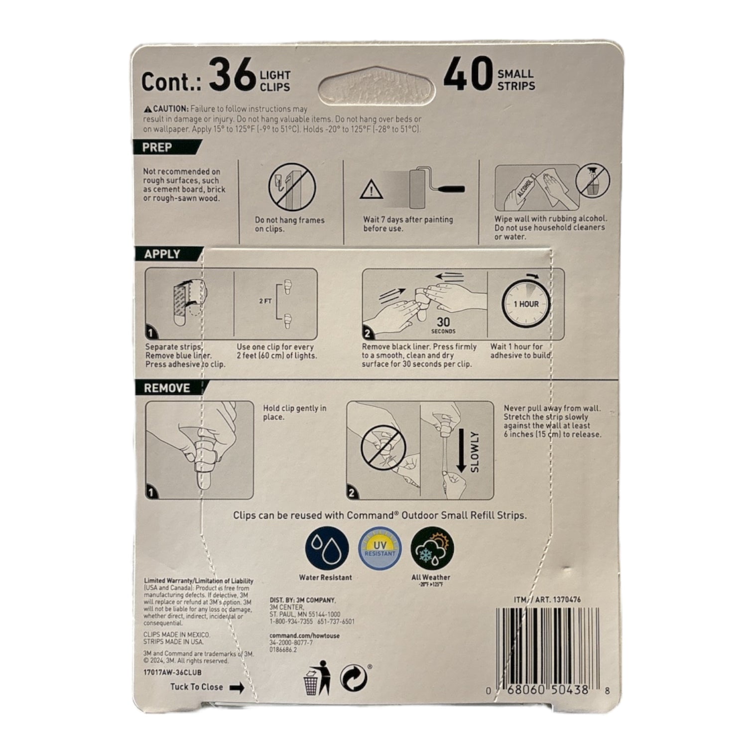 Command Outdoor Light Clips with Water-Resistant Strips (Clear, 36 Hooks) idzx2