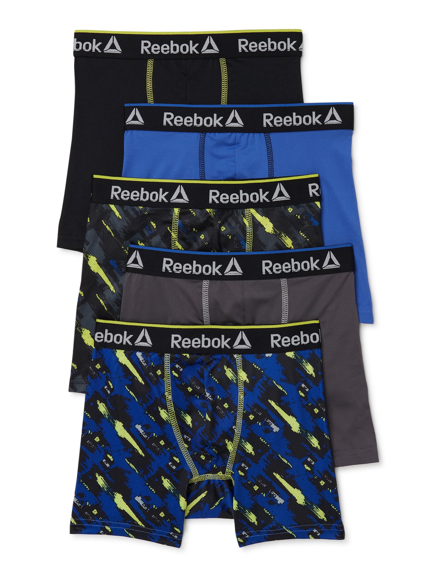 Reebok Boys Performance Boxer Brief Underwear (Blue, 5-Pack, Size S-XL) wbxde