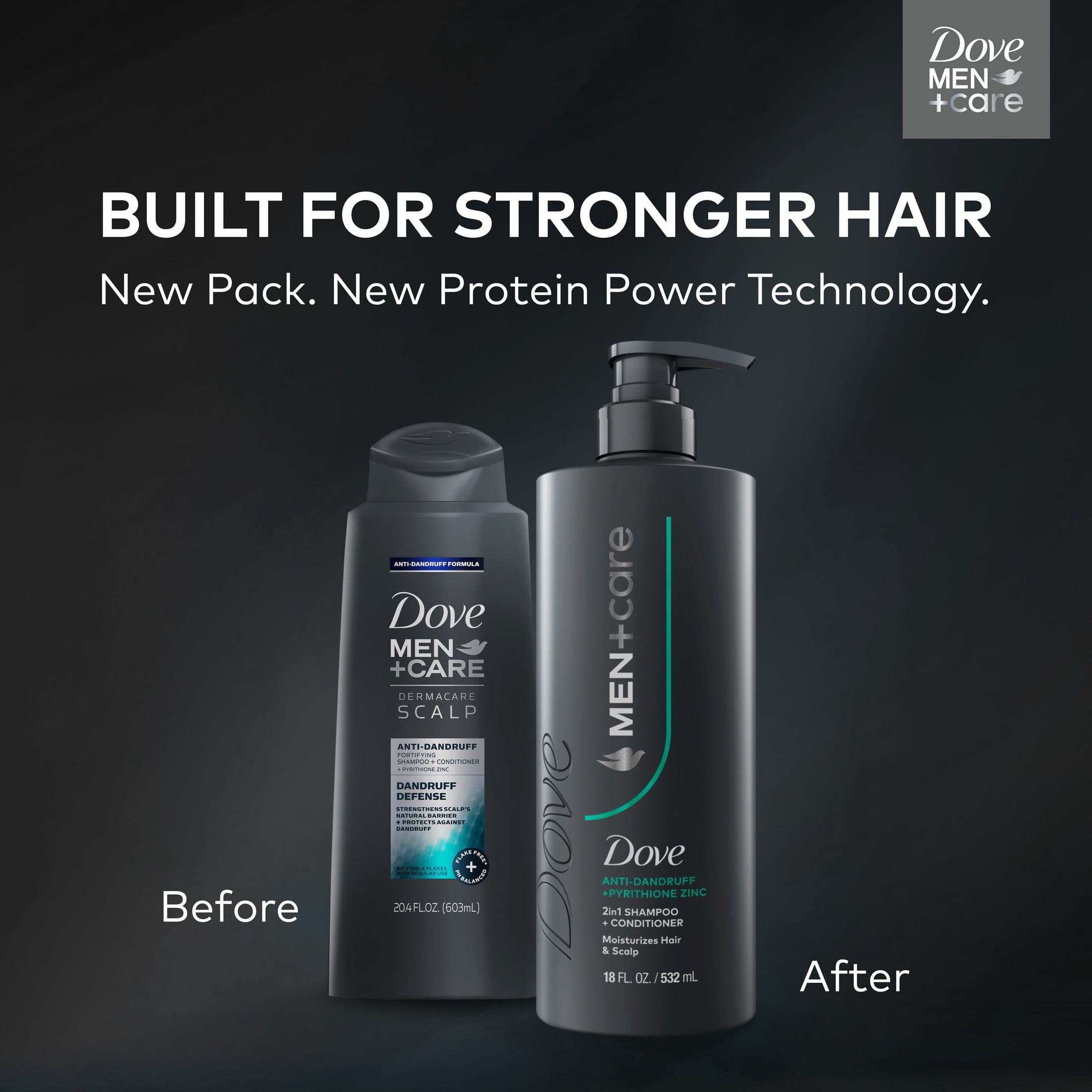 Dove Men+Care 2-in-1 Shampoo and Conditioner, Dandruff Defense with Pyrithione Zinc (18 fl oz) 3l12g