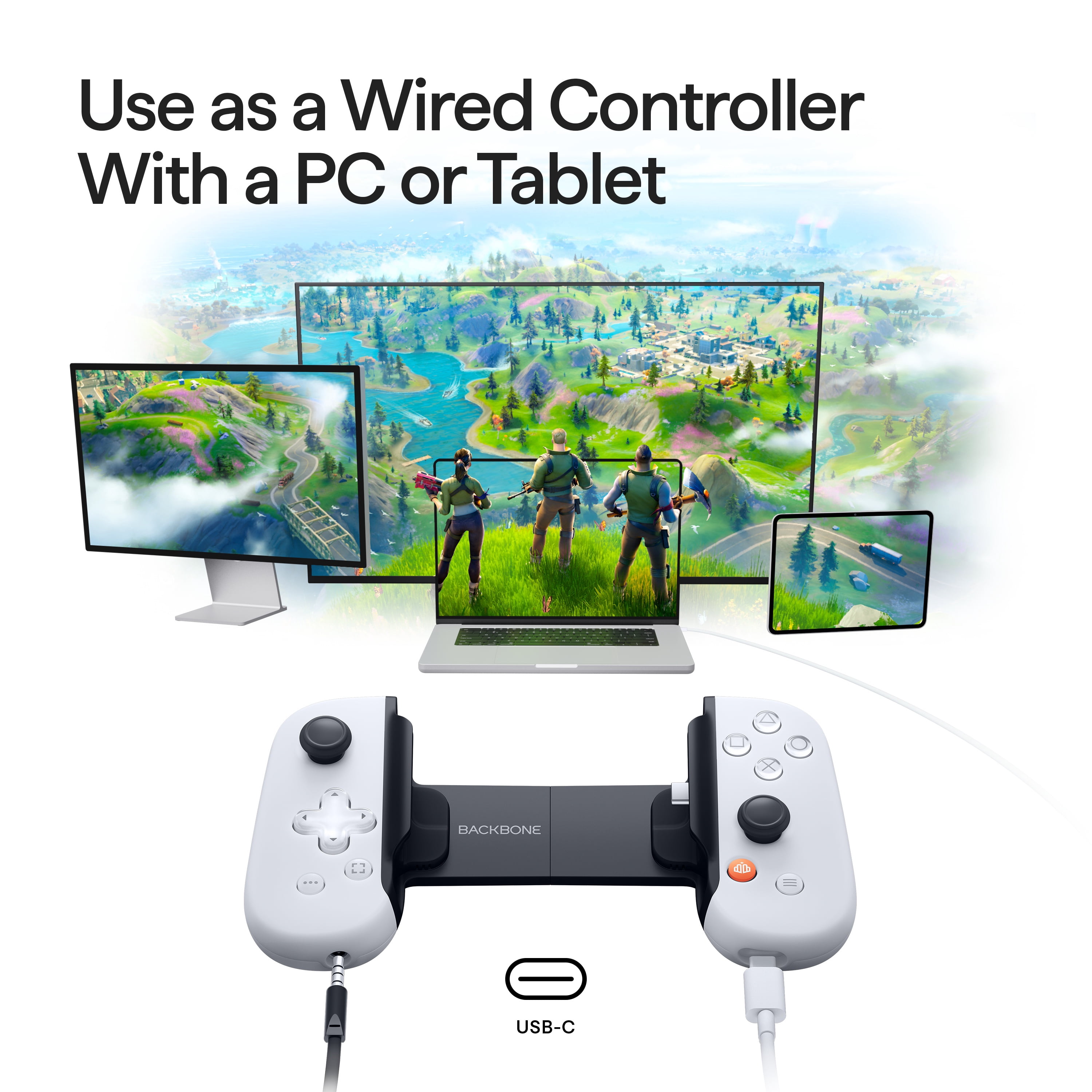 Backbone One Mobile Gaming Controller (PlayStation Edition, USB-C) for Android and iPhone 15/16 Series (White) aa8x4