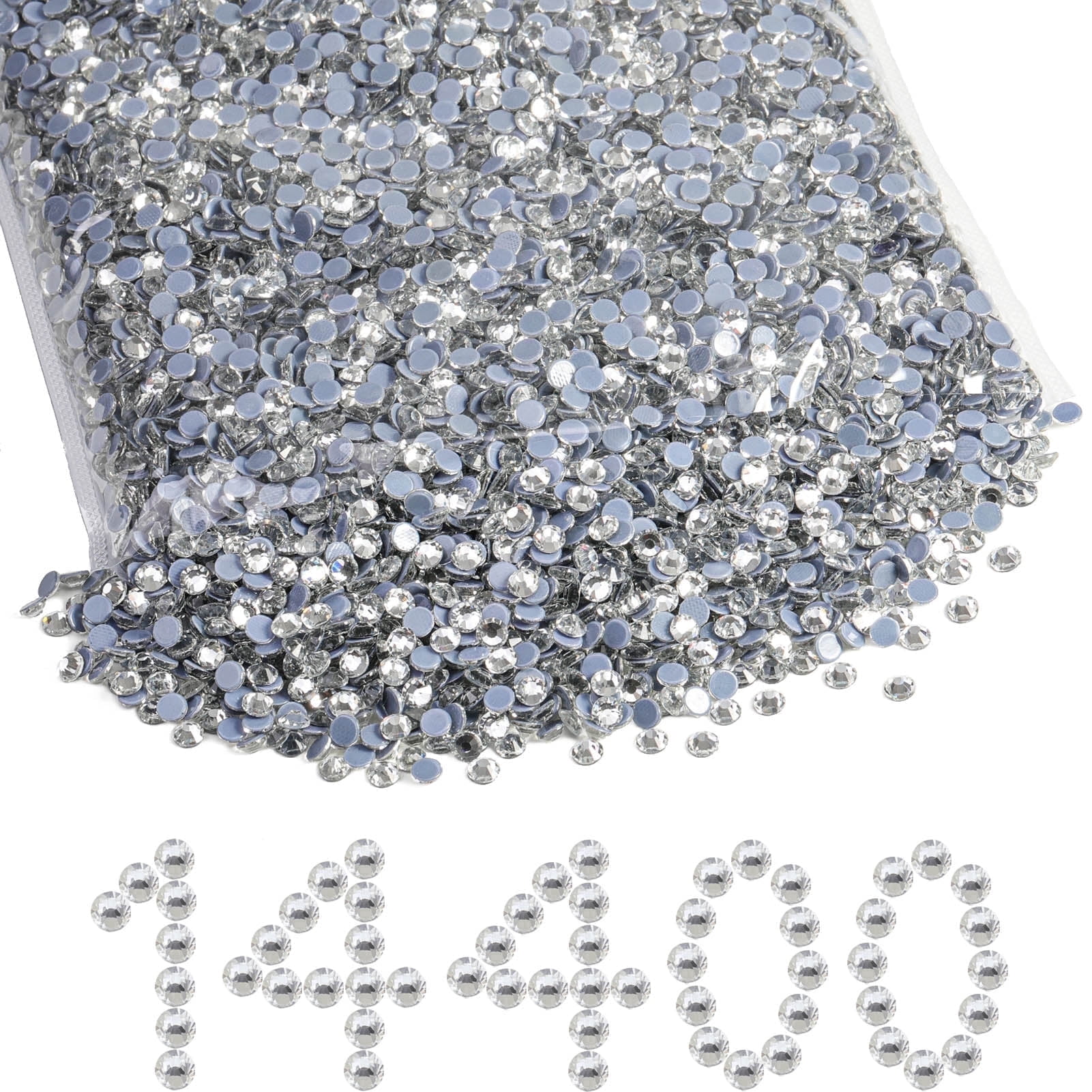 BEADSLAND Hotfix Rhinestones for DIY Crafts, High-Sparkle Glass Crystals (Clear, 14400 Pieces) 4zudh