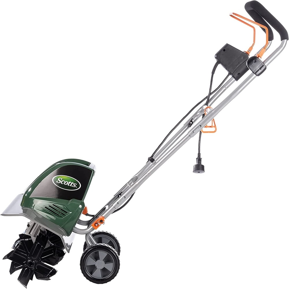 Scotts Electric Garden Tiller and Cultivator, 14 Amp Motor, Adjustable 11-inch to 20-inch Tilling Width (Green, 20 in) ecv51