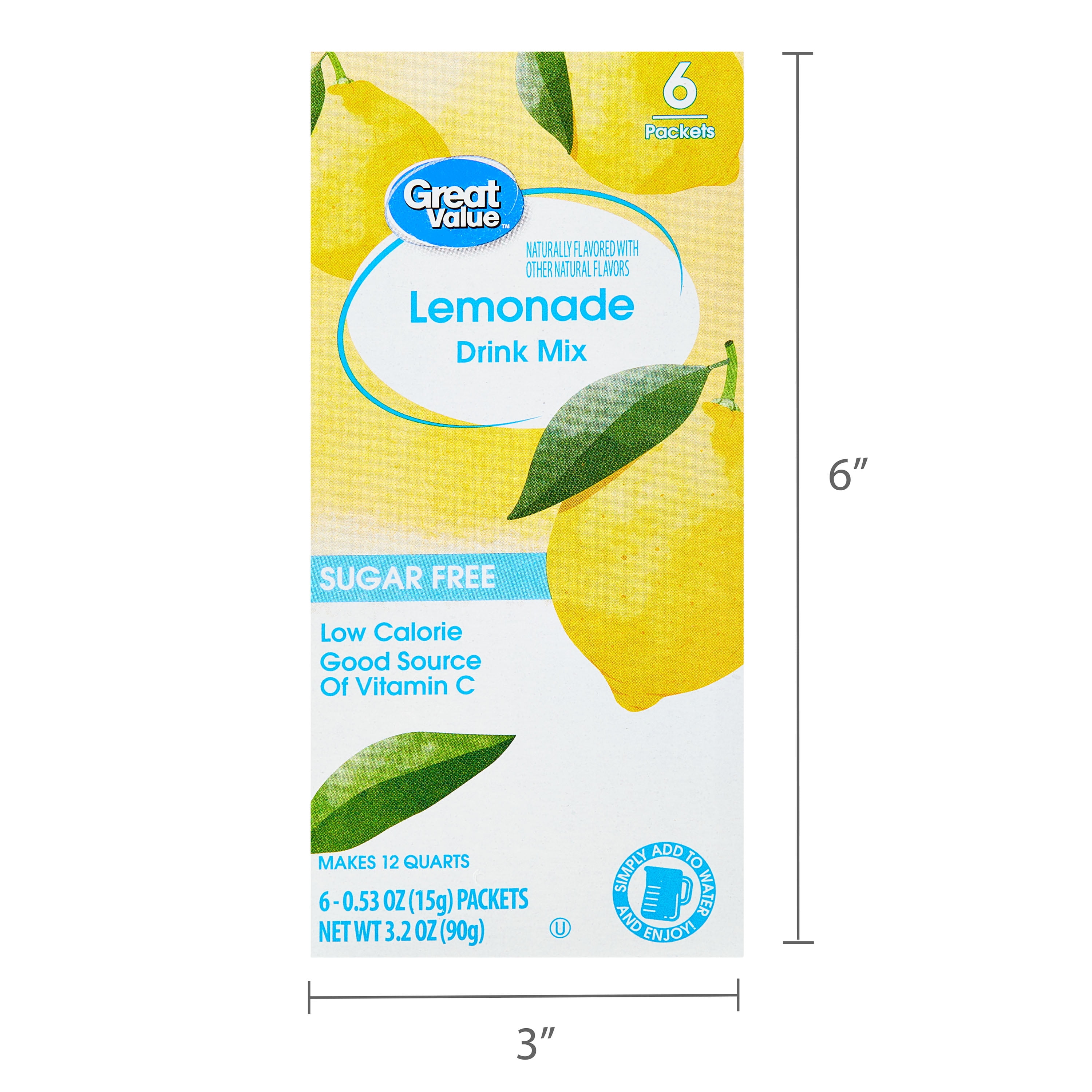 Great Value Lemonade Liquid Drink Mix, Sugar-Free, Refreshing Citrus Flavor (6 Count, 0.53 oz) c4df7