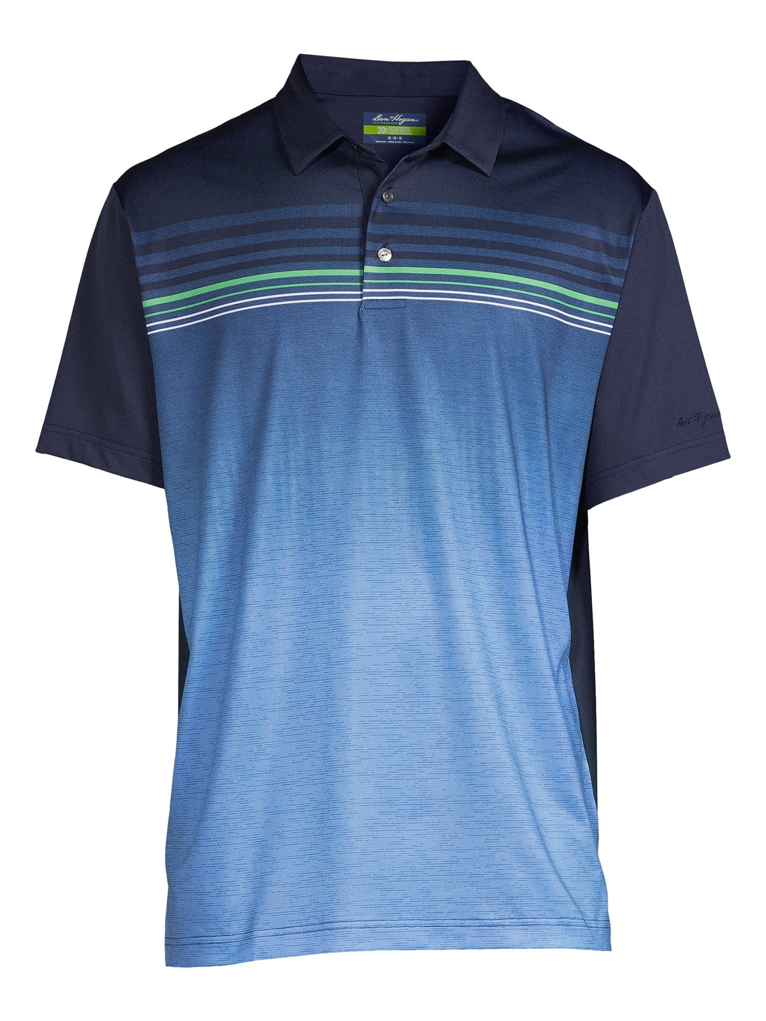 Ben Hogan Men's Ombre Stripe Performance Polo Shirt (Blue, S) gq983