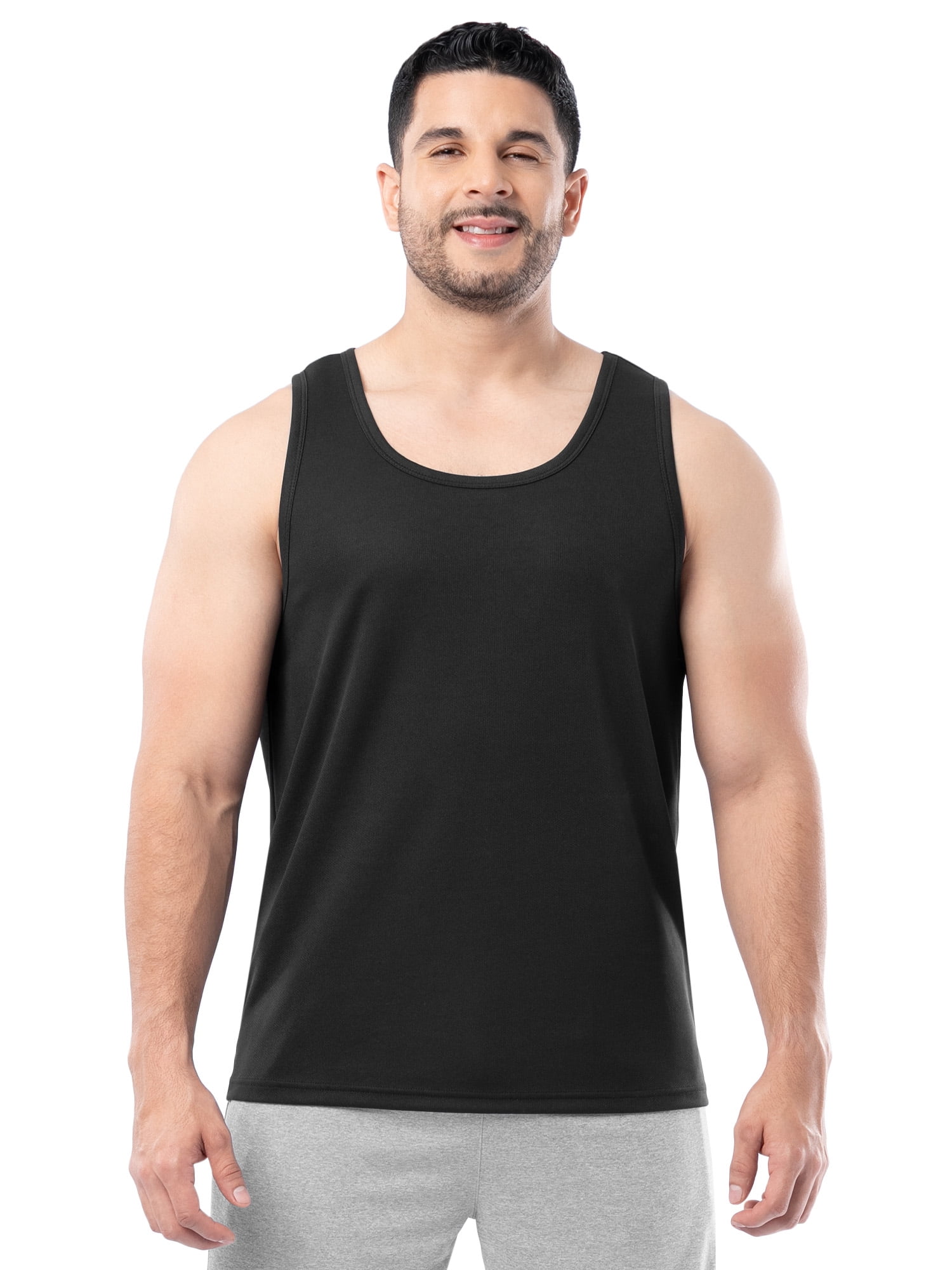 Athletic Works Men's Core Active Tank Top, Moisture-Wicking Sleeveless Workout Shirt (Black, S) y6mv3