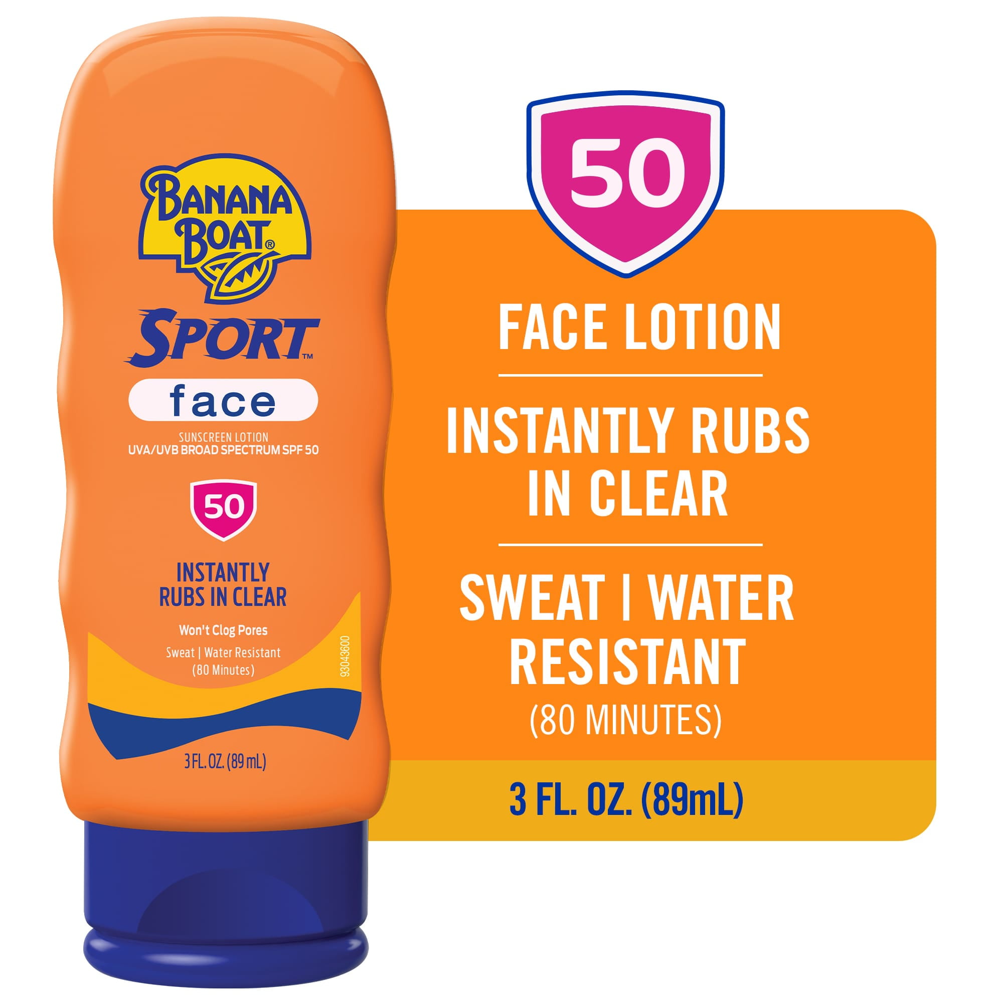 Banana Boat Sport Sunscreen Lotion for Face, SPF 50, Broad Spectrum UVA/UVB Protection (3 fl oz) rc3f3