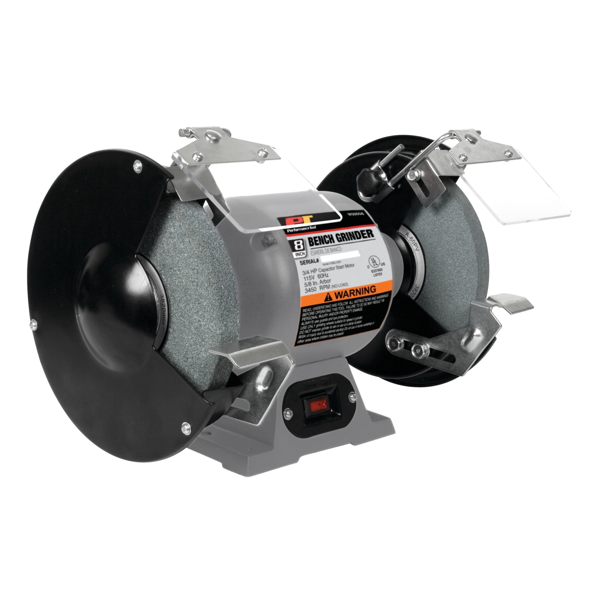 Performance Tool 8-Inch Bench Grinder with 3/4 HP Motor (Grey, 8 in) vdq4o