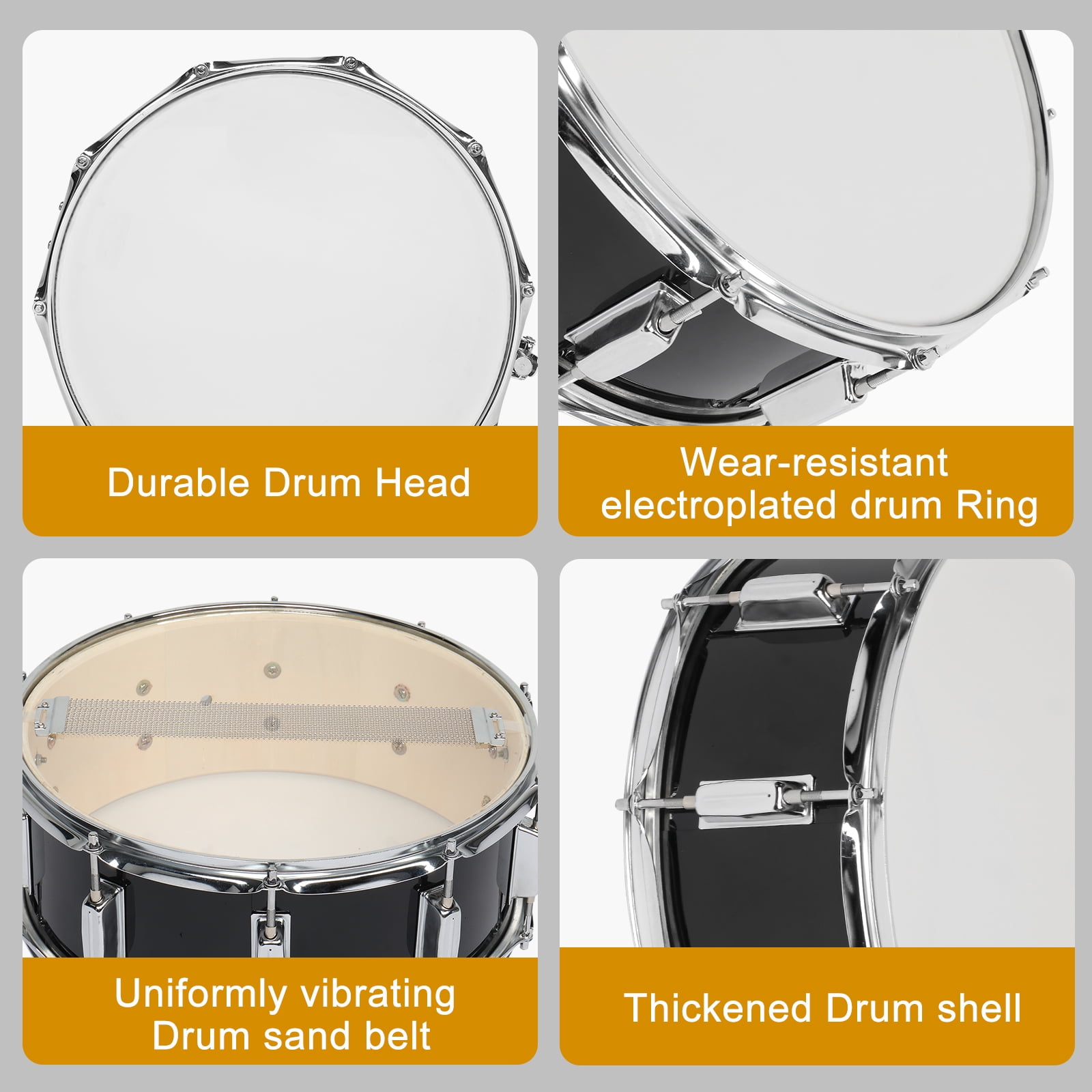 Ktaxon 14 in x 5.5 in Snare Drum Set for Beginners, Professional Sound Quality with Stand, Bag, and Accessories (Black, 14 in x 5.5 in) vkz7r