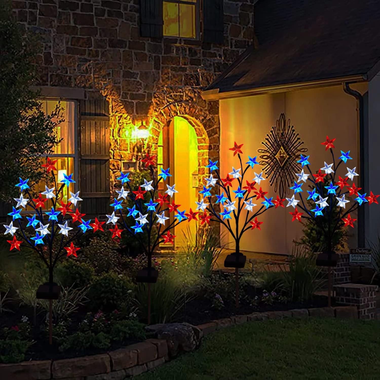 Youco Patriotic LED Stake Lights Outdoor Decorations for Independence Day (Red White and Blue, 1 Pack) tfemb