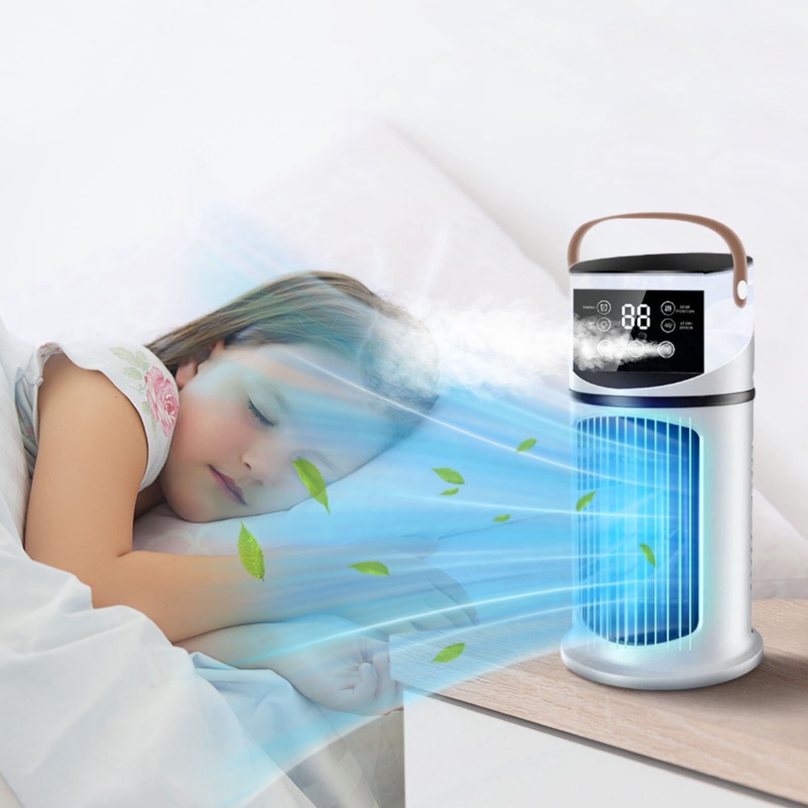 Bfogop Portable Air Cooler Fan, Rechargeable Personal Cooling Unit for Desk and Camping (White, 1 Unit) 1k0dh